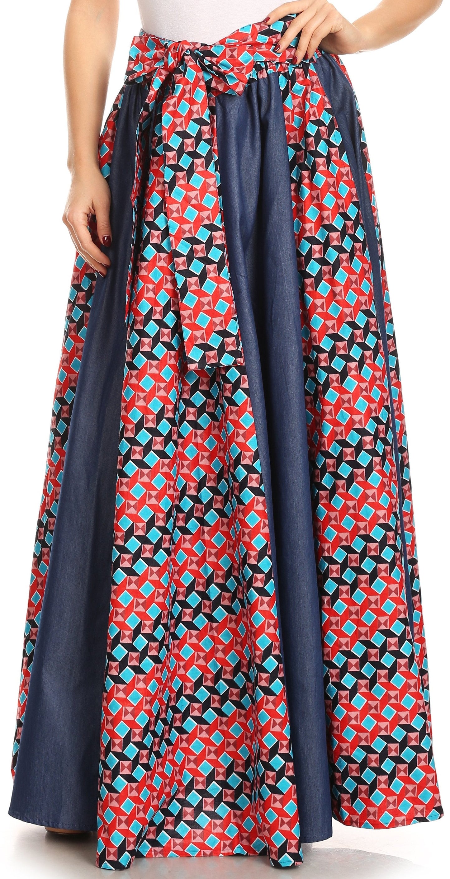 Sakkas Monifa Long Maxi Skirt Colorful Ankara Wax Dutch African Skirt Gorgeous - Concordia Style Boutique