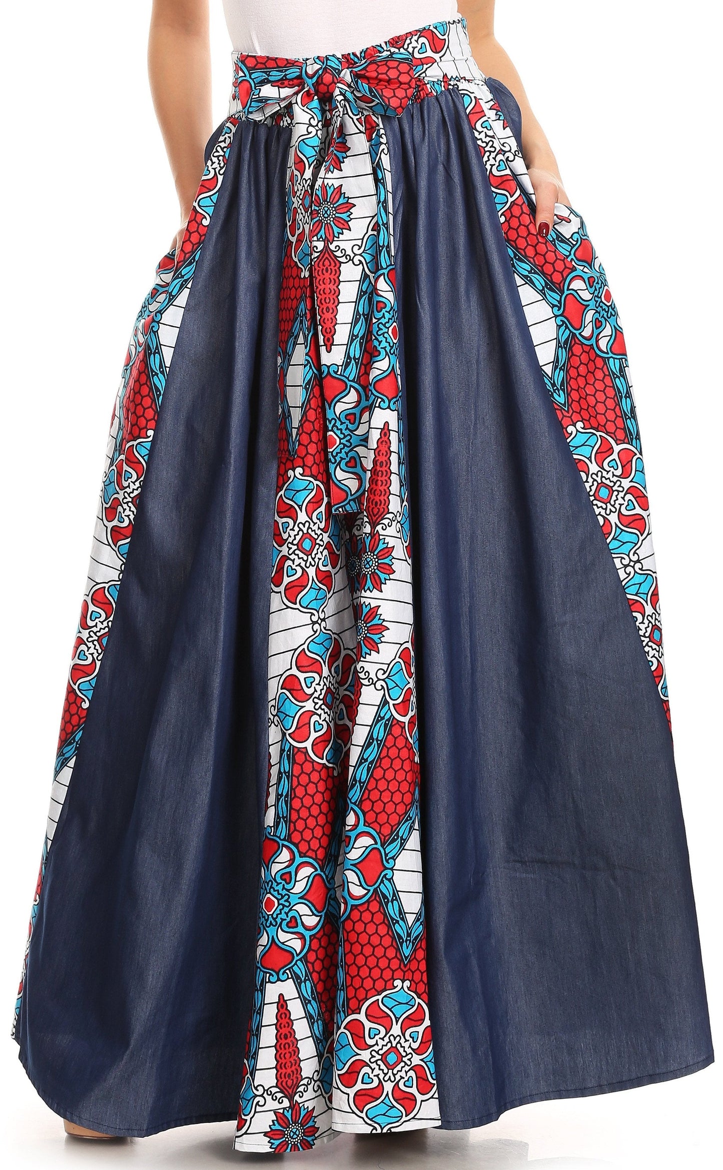 Sakkas Monifa Long Maxi Skirt Colorful Ankara Wax Dutch African Skirt Gorgeous - Concordia Style Boutique