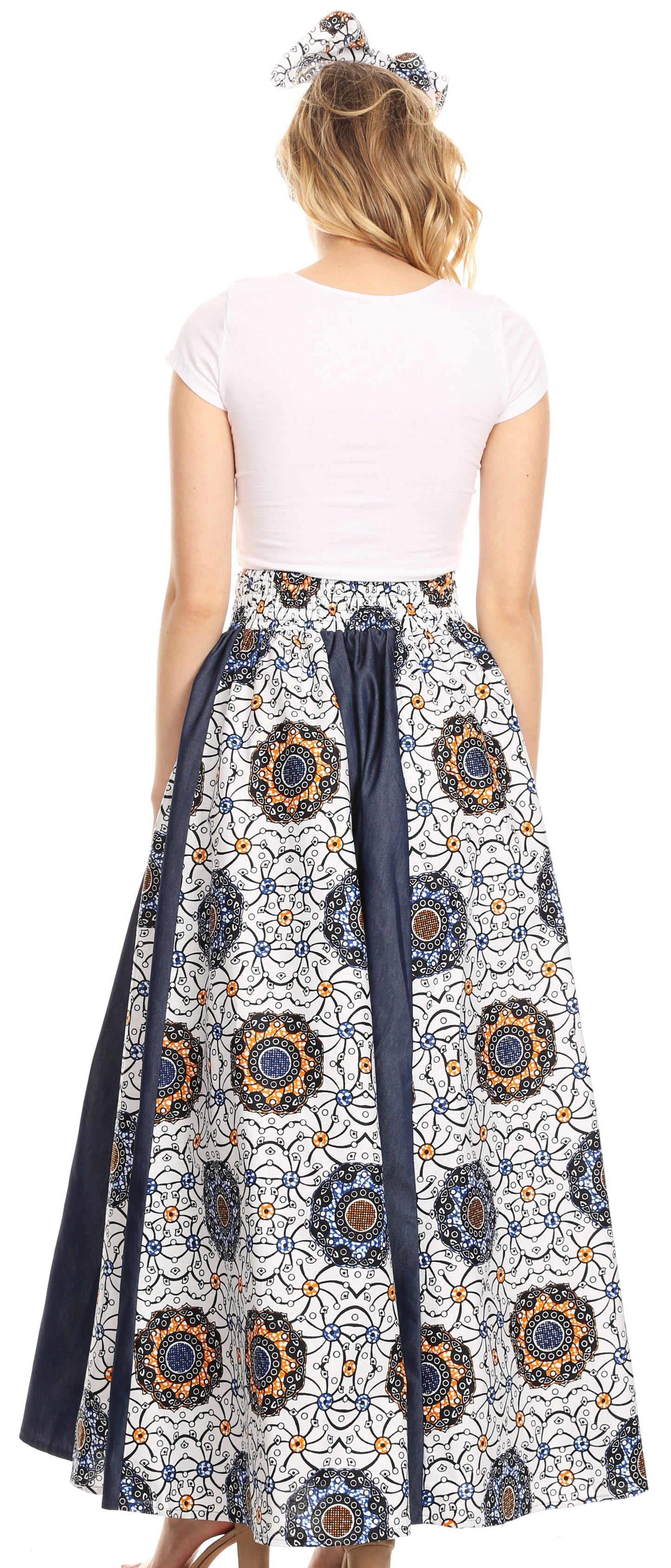 Sakkas Monifa Long Maxi Skirt Colorful Ankara Wax Dutch African Skirt Gorgeous - Concordia Style Boutique