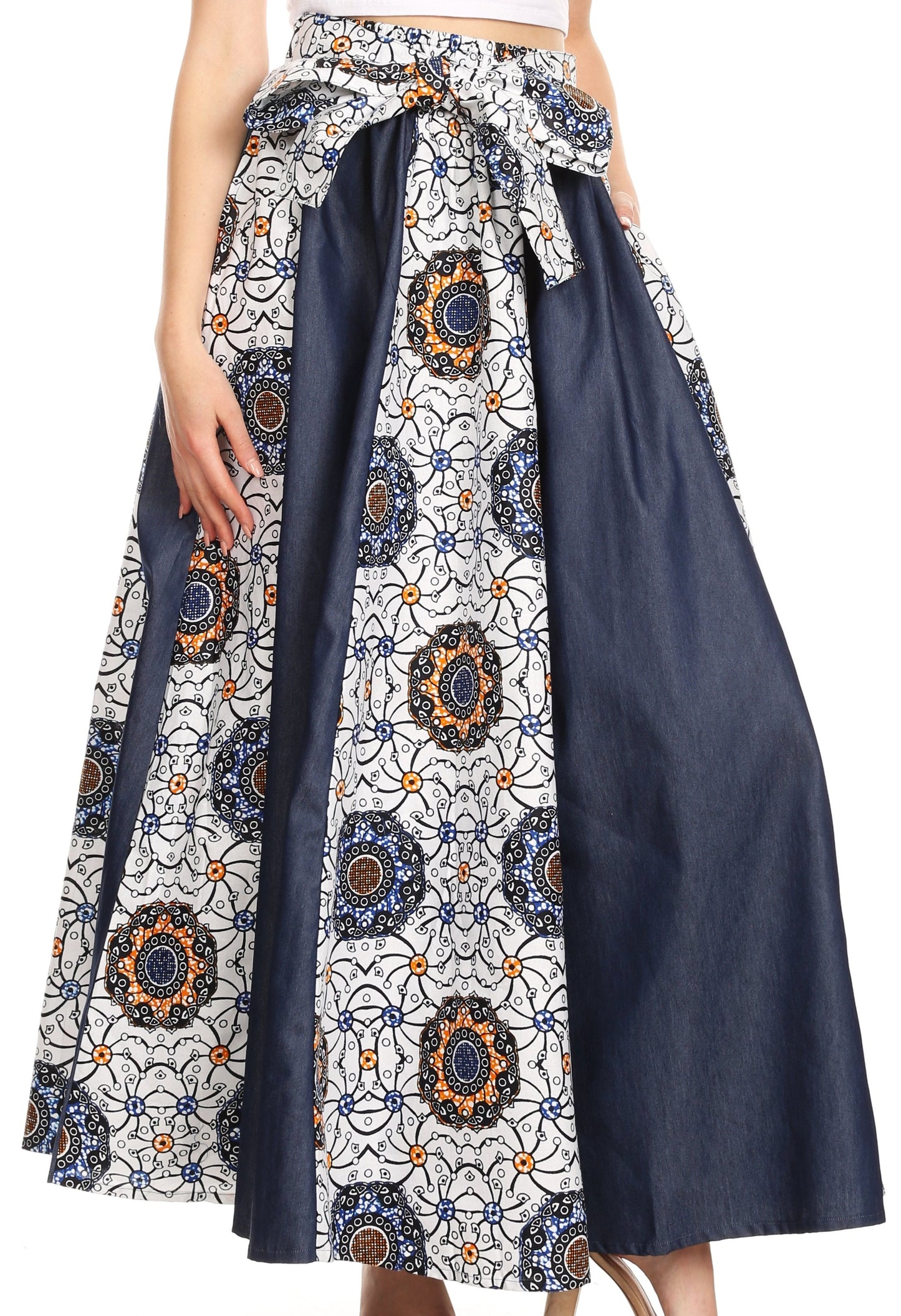 Sakkas Monifa Long Maxi Skirt Colorful Ankara Wax Dutch African Skirt Gorgeous - Concordia Style Boutique