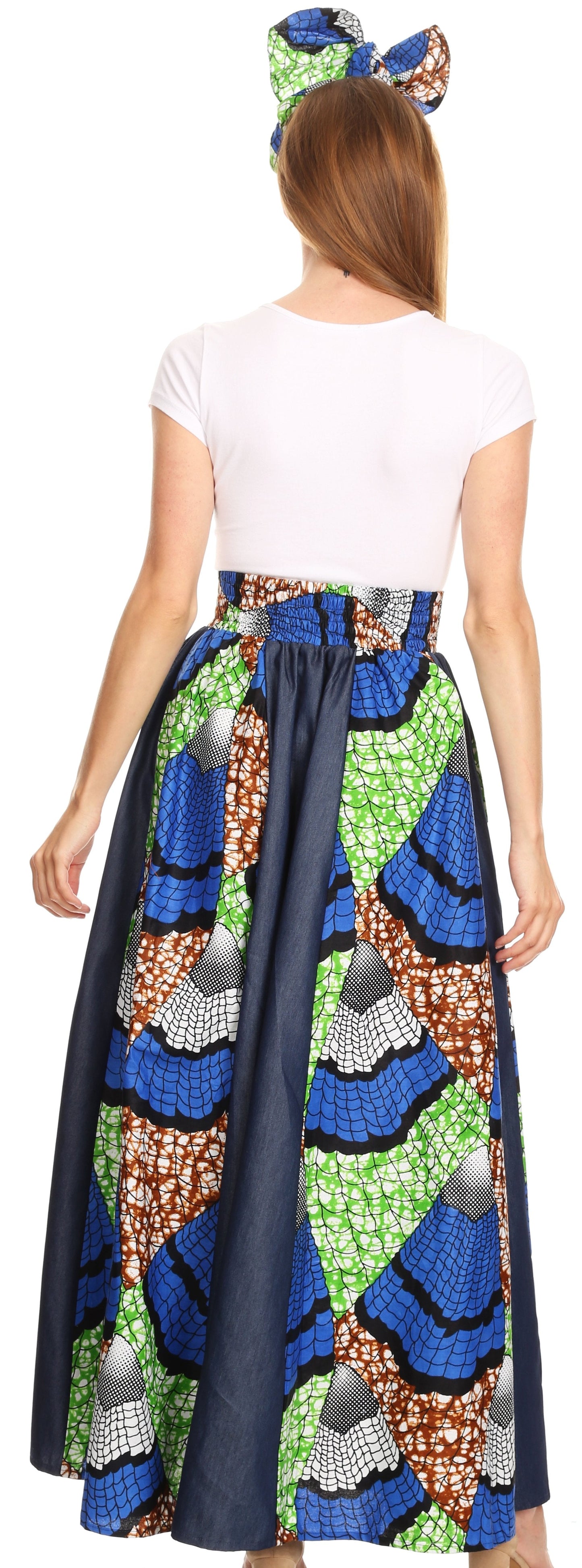 Sakkas Monifa Long Maxi Skirt Colorful Ankara Wax Dutch African Skirt Gorgeous - Concordia Style Boutique