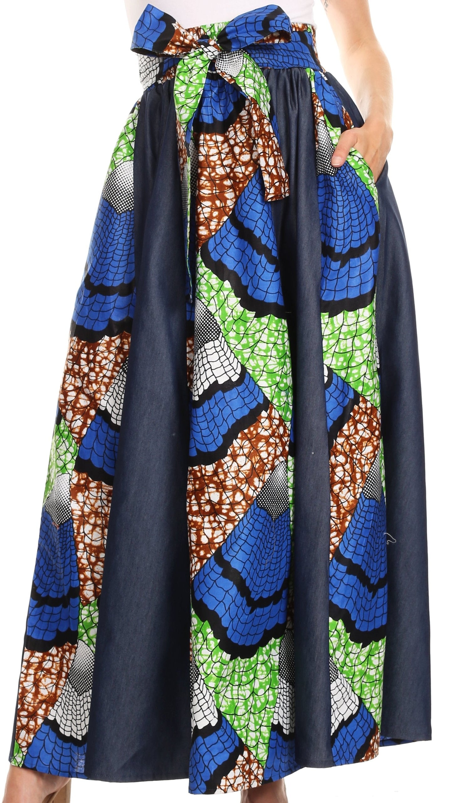 Sakkas Monifa Long Maxi Skirt Colorful Ankara Wax Dutch African Skirt Gorgeous - Concordia Style Boutique