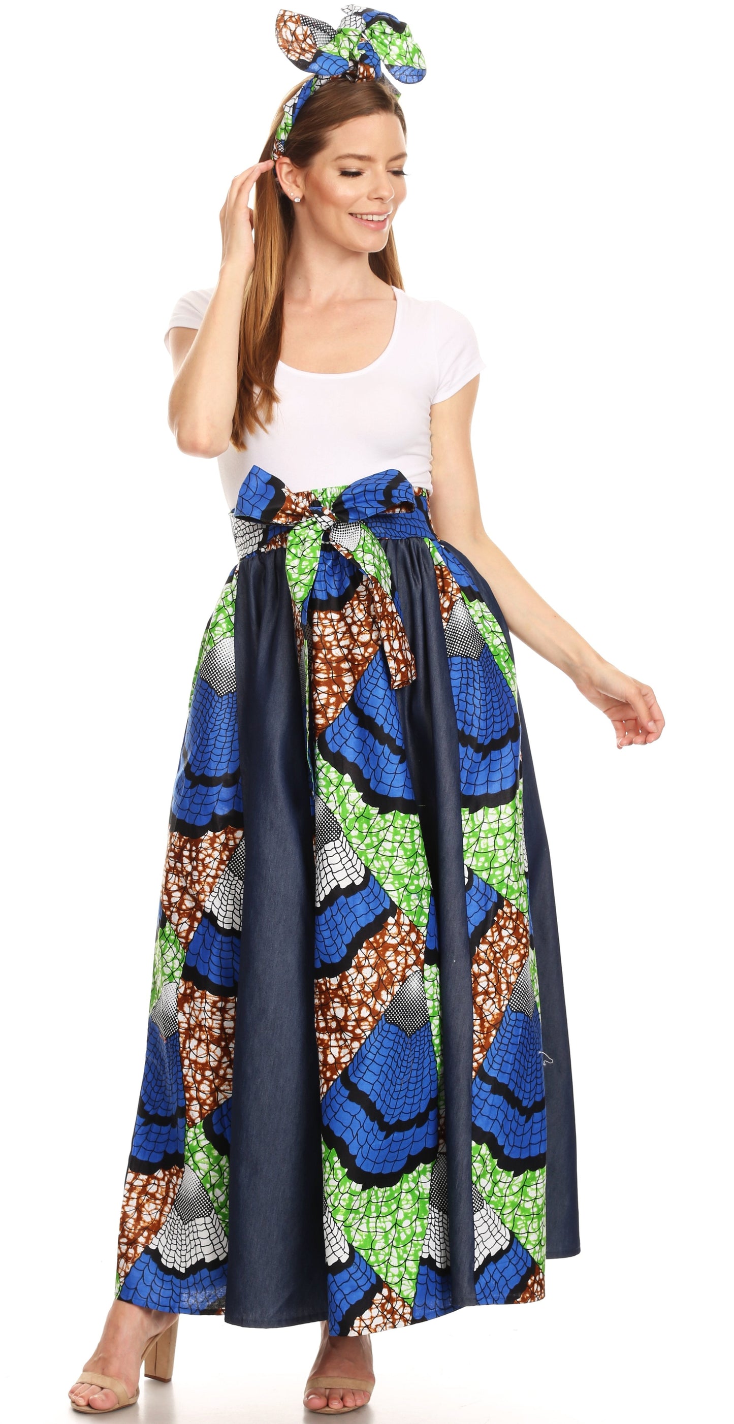 Sakkas Monifa Long Maxi Skirt Colorful Ankara Wax Dutch African Skirt Gorgeous - Concordia Style Boutique