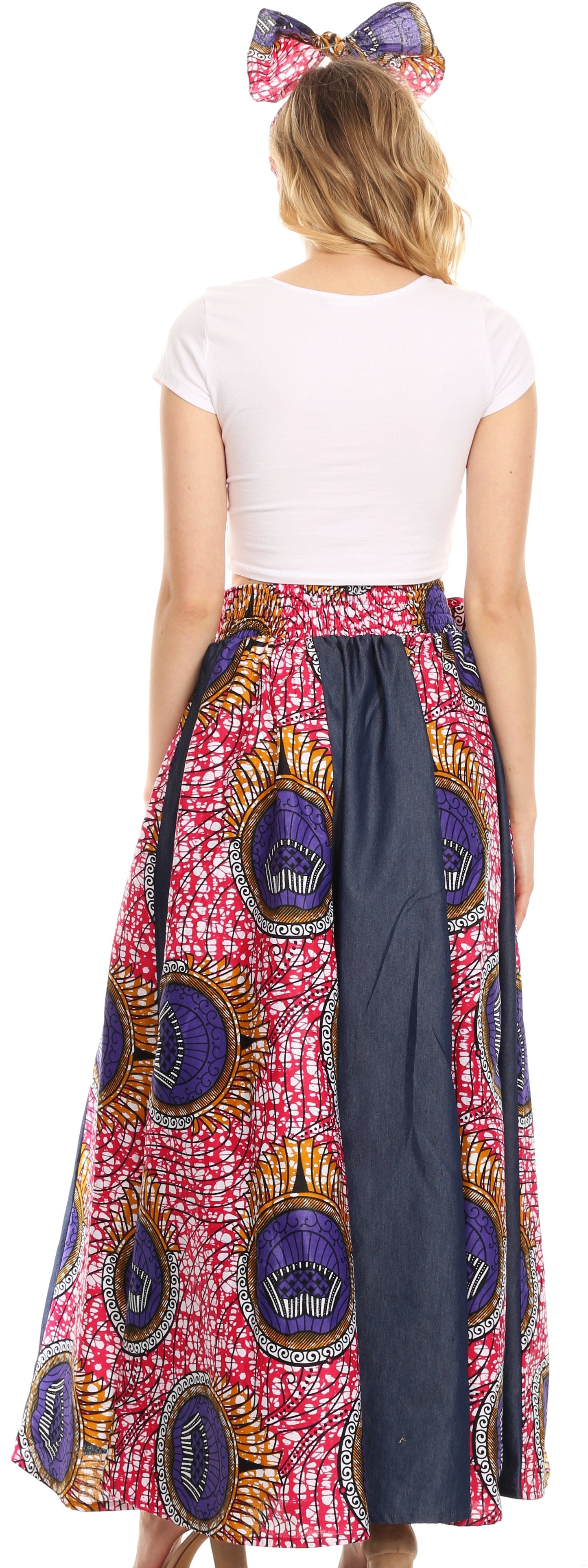 Sakkas Monifa Long Maxi Skirt Colorful Ankara Wax Dutch African Skirt Gorgeous - Concordia Style Boutique
