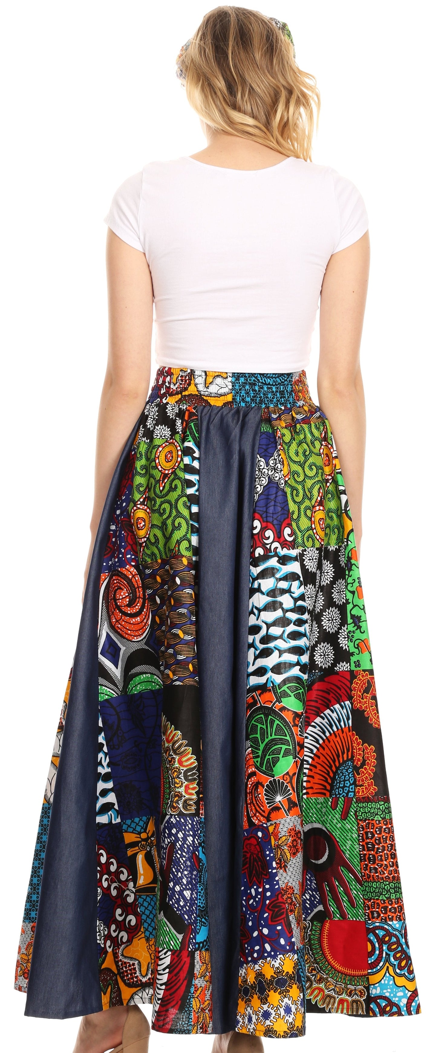 Sakkas Monifa Long Maxi Skirt Colorful Ankara Wax Dutch African Skirt Gorgeous - Concordia Style Boutique