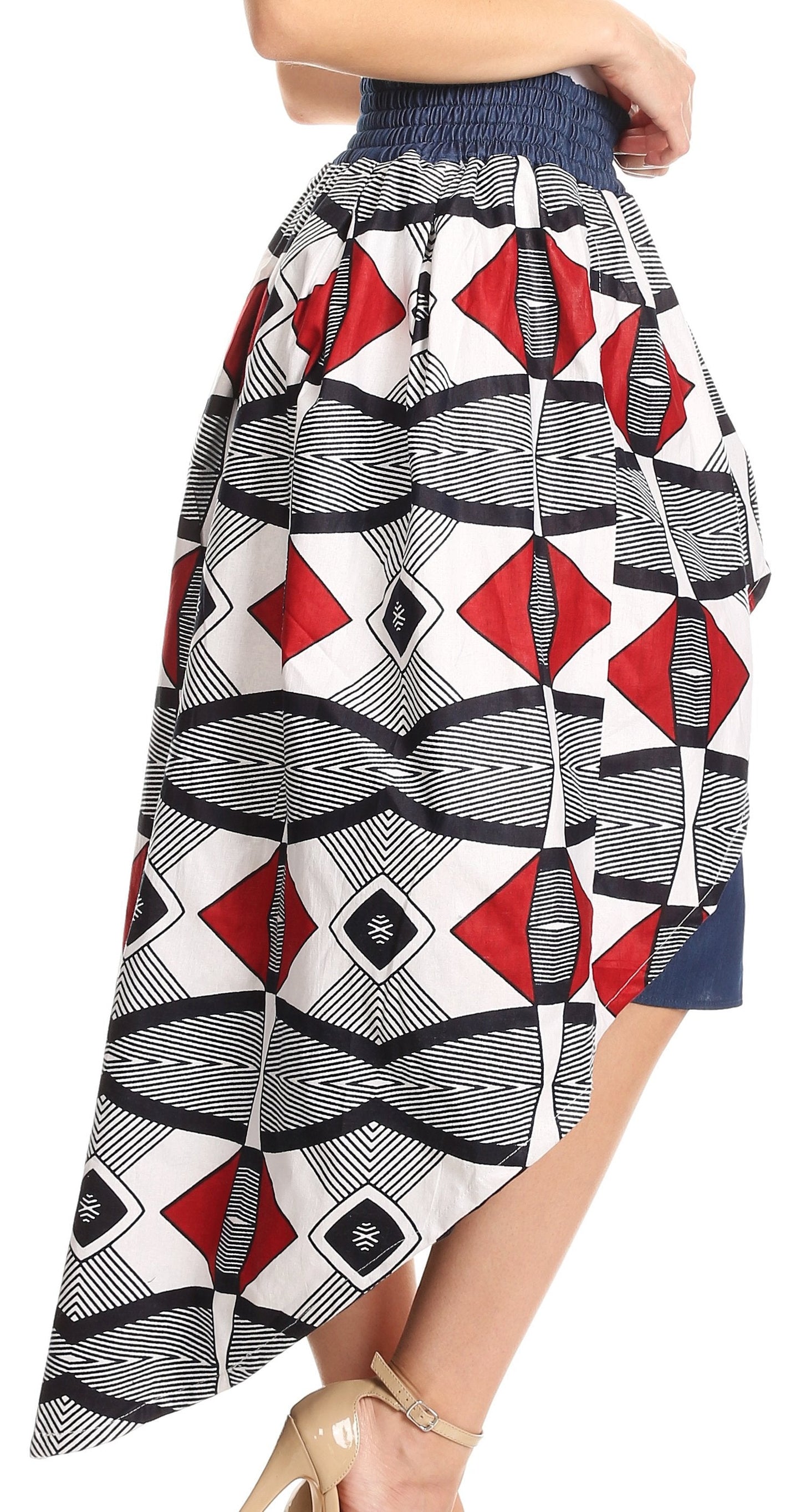Sakkas Bahati Hi Low Mermaid African Ankara Dutch Wax Cotton Skirt Colorful - Concordia Style Boutique