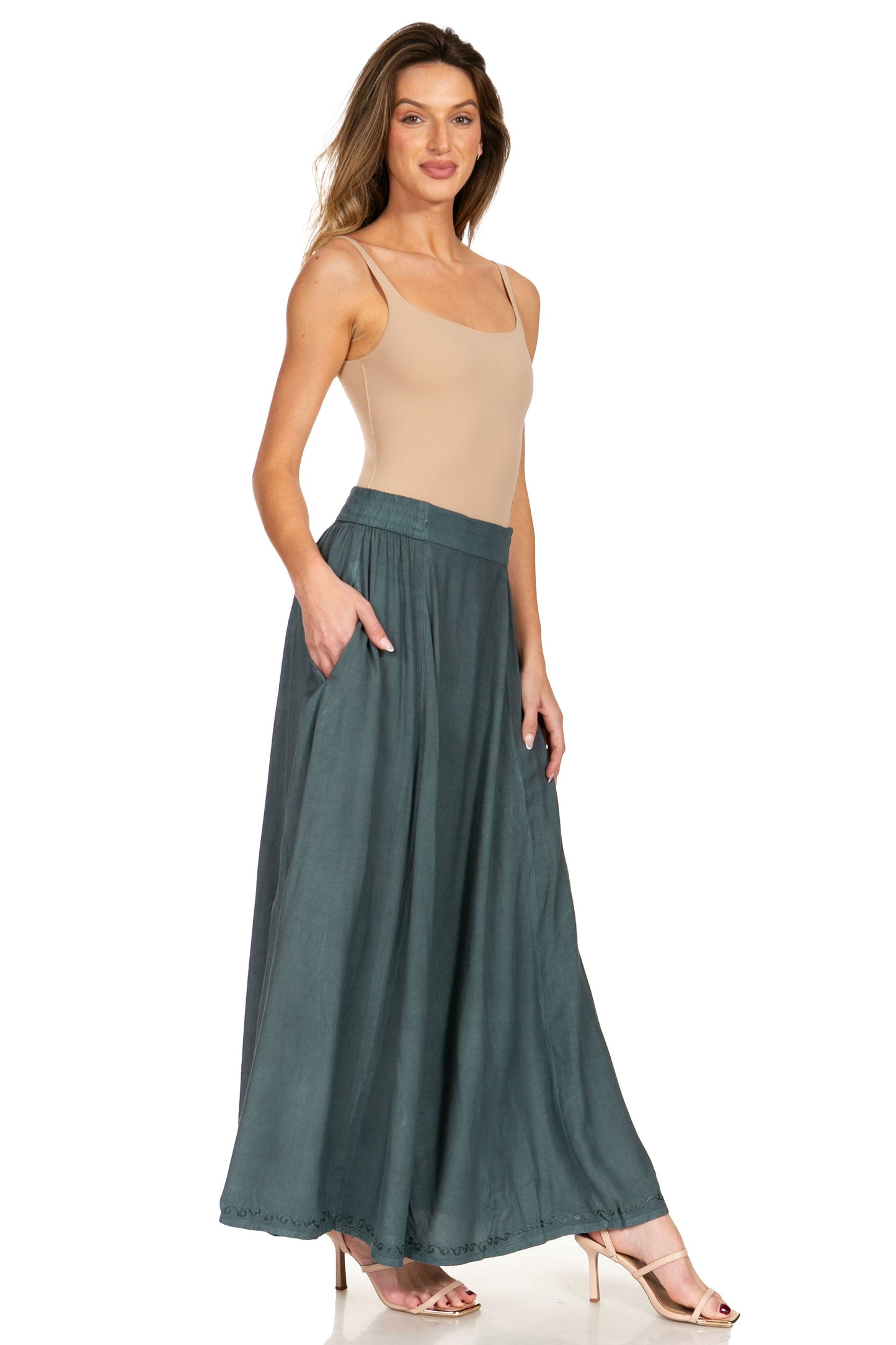 Sakkas Noemi Women's Long Maxi Summer Casual Boho Skirt Elastic Waist & Pockets - Concordia Style Boutique
