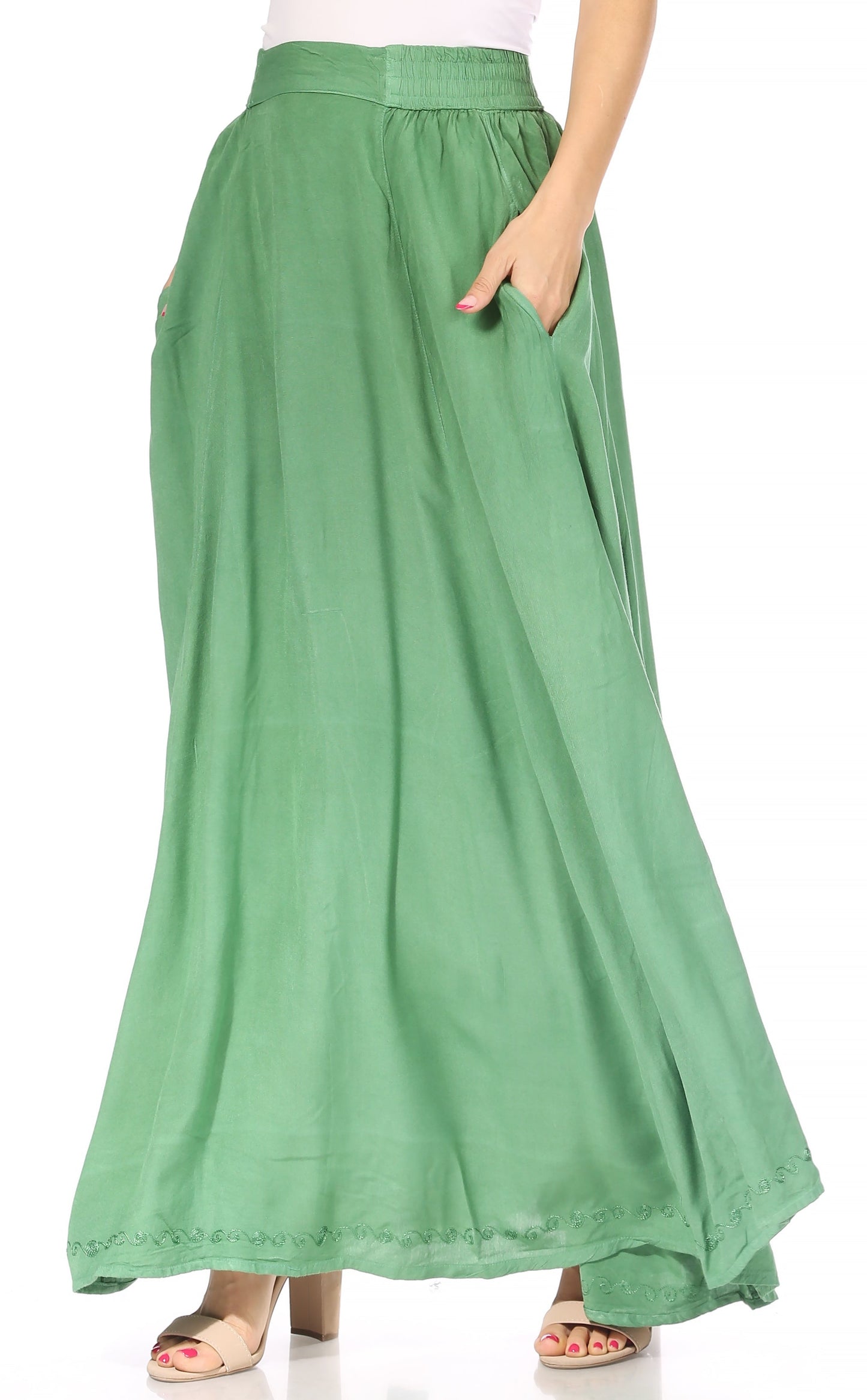 Sakkas Noemi Women's Long Maxi Summer Casual Boho Skirt Elastic Waist & Pockets - Concordia Style Boutique
