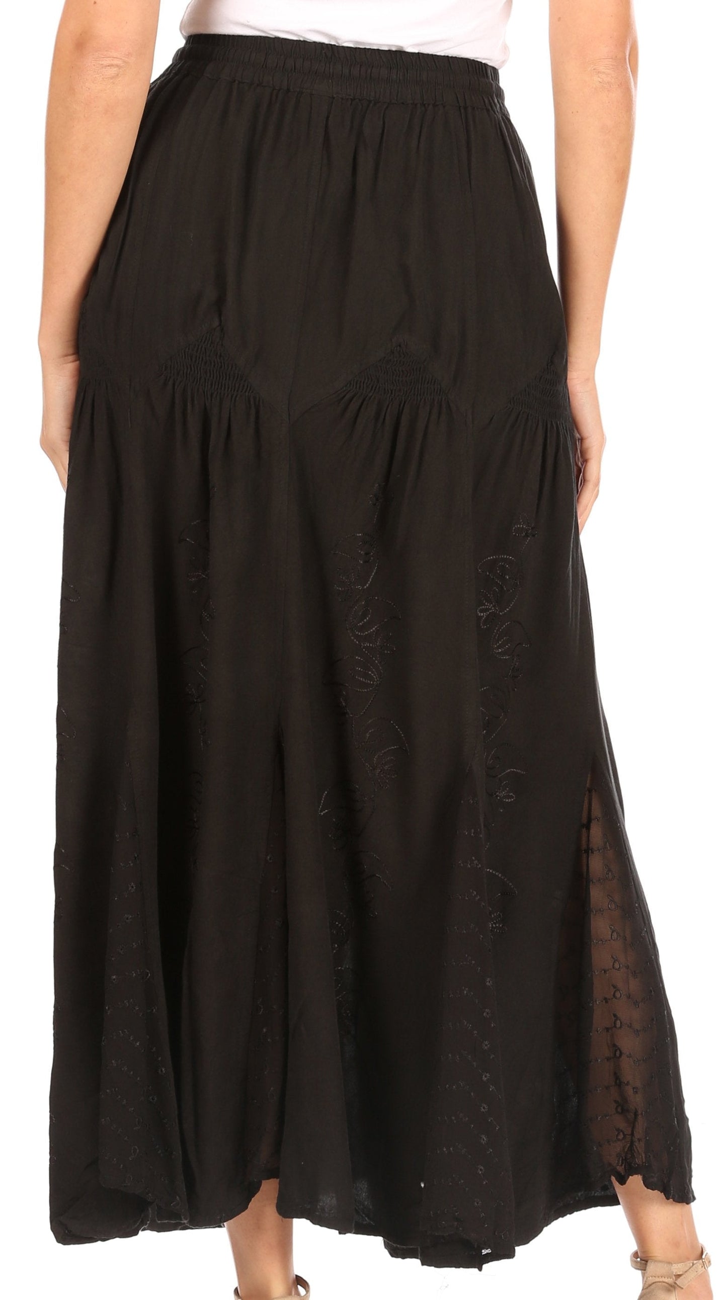 Sakkas Olivia Womens Maxi Bohemian Gypsy Long Skirt With Elastic Waist and Lace - Concordia Style Boutique