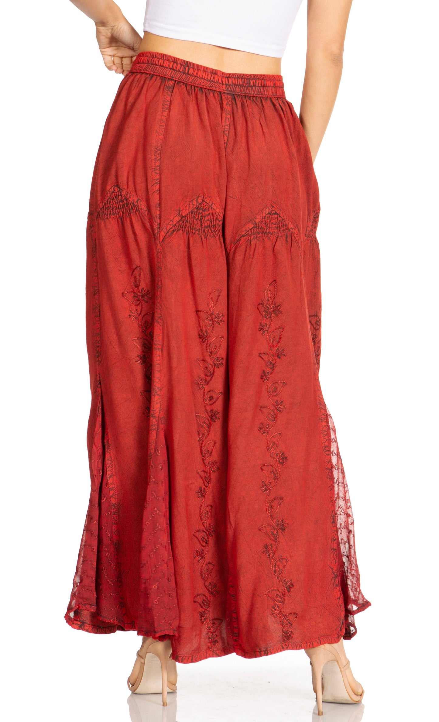 Sakkas Olivia Womens Maxi Bohemian Gypsy Long Skirt With Elastic Waist and Lace - Concordia Style Boutique