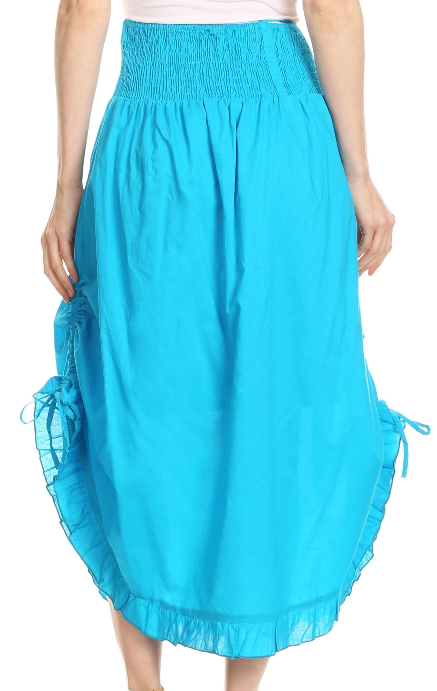 Sakkas Coco Long Cotton Ruffle Skirt with Pockets and Elastic Waistband - Concordia Style Boutique