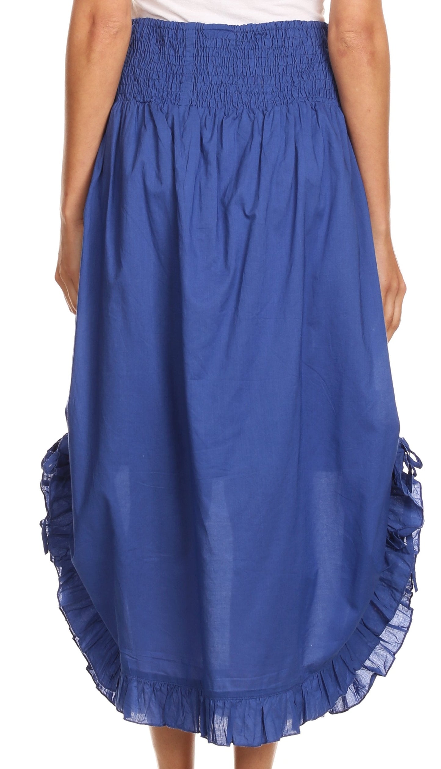 Sakkas Coco Long Cotton Ruffle Skirt with Pockets and Elastic Waistband - Concordia Style Boutique