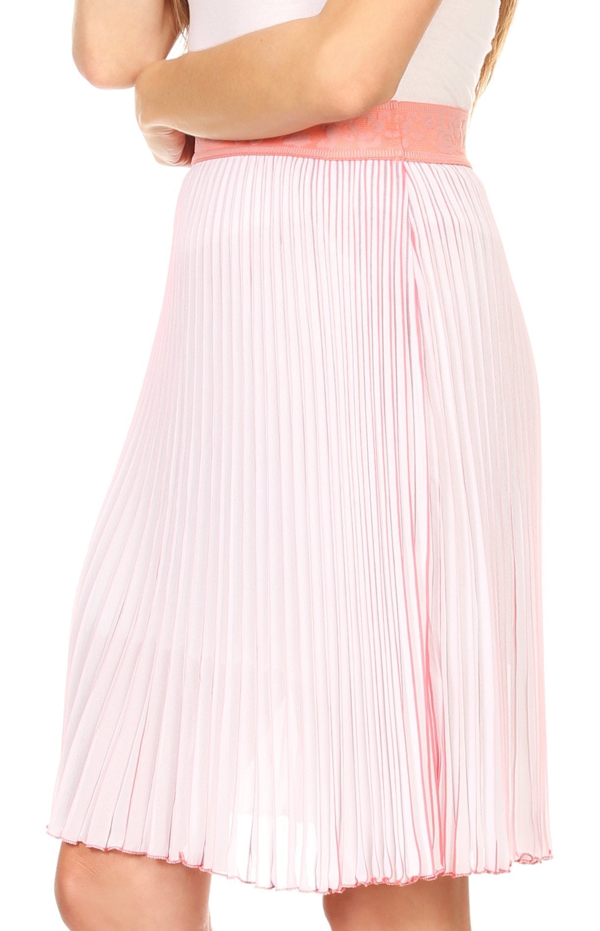 Sakkas Amira Accordion Pleated Midi Crepe Slim Skirt with Elastic Waist - Concordia Style Boutique