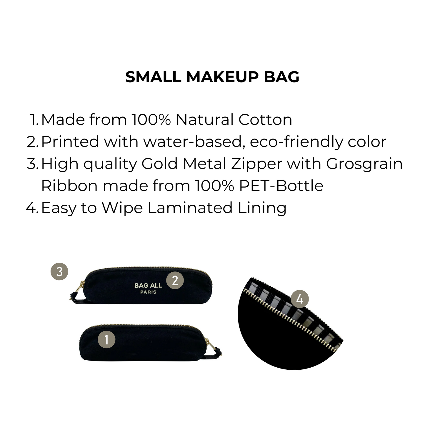 Small Makeup Bag, Black - Concordia Style Boutique