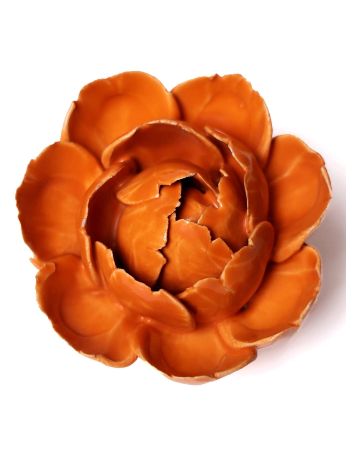 Ceramic Small Orange Peony Flower
