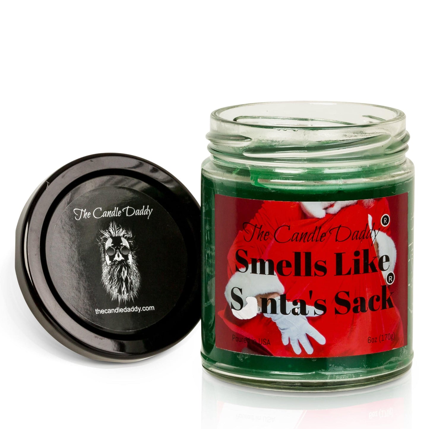 Smells Like Santas Sack Holiday Candle - Apple Maple Bourbon Scented Candle - Funny Holiday Candle for Christmas, New Years - Long Burn Time, Holiday Fragrance, Hand Poured in USA - 6oz