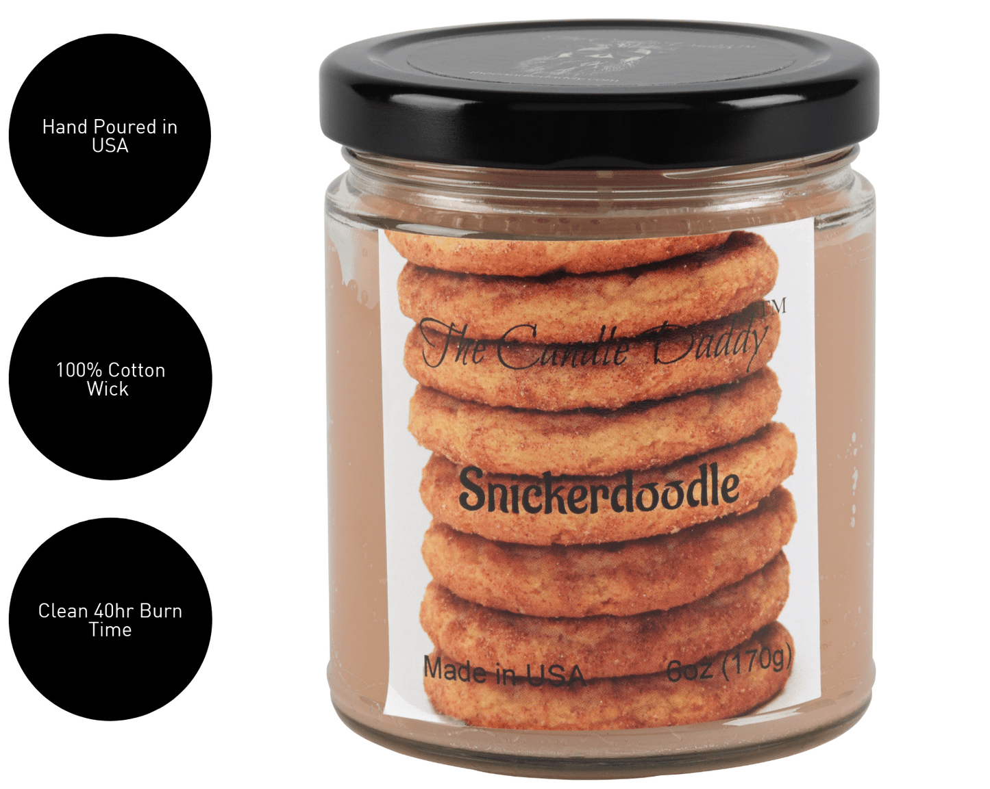 Snickerdoodle - Cookie Scented 6oz Candle - The Candle Daddy - Poured in USA