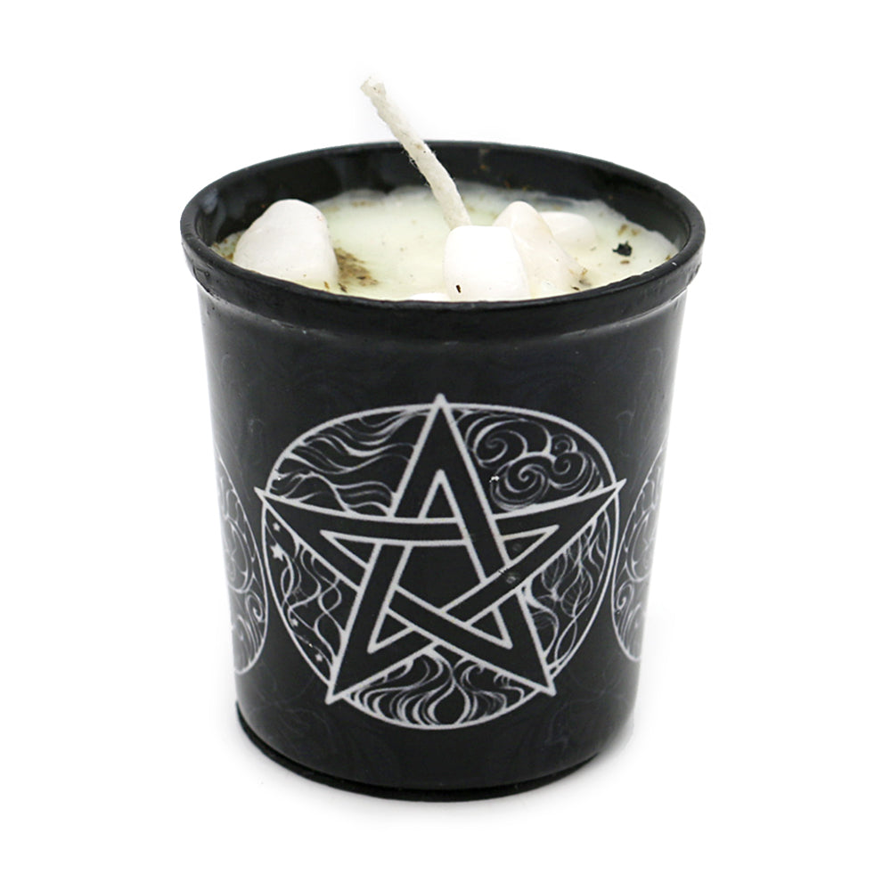 Votive Scented Candle with Herbs and Crystal Stones - Pentacle - Concordia Style Boutique