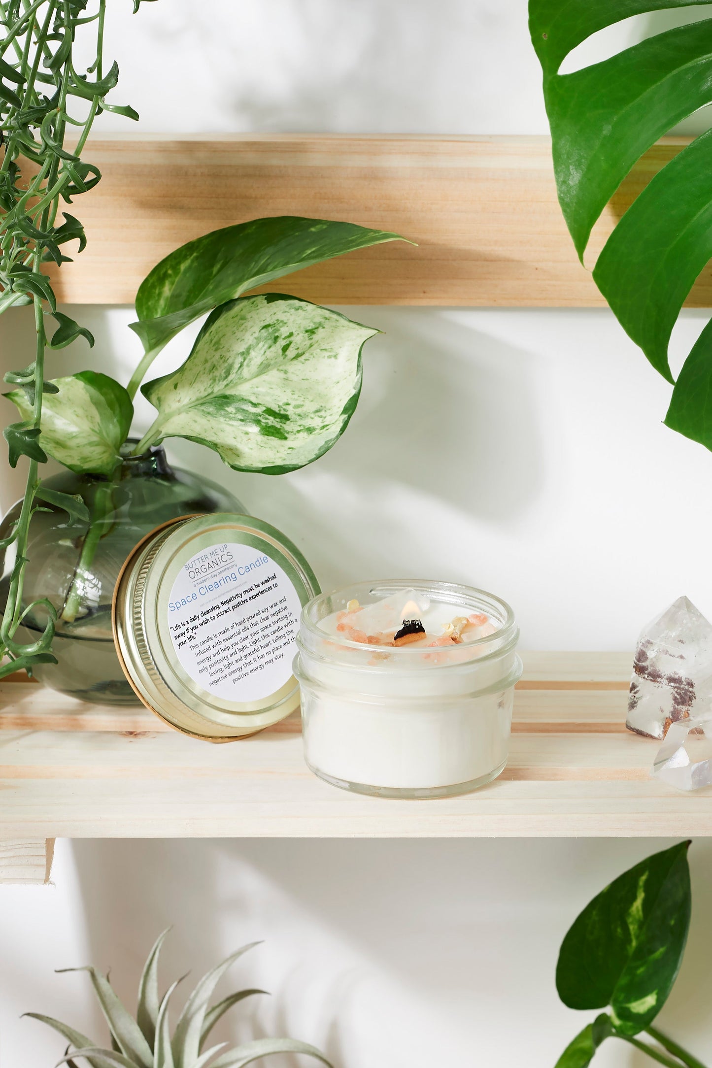 Space Clearing Candle/ Intention Candle / Organic Soy Candle / Candle with Crystals / Cleansing Candle - Concordia Style Boutique