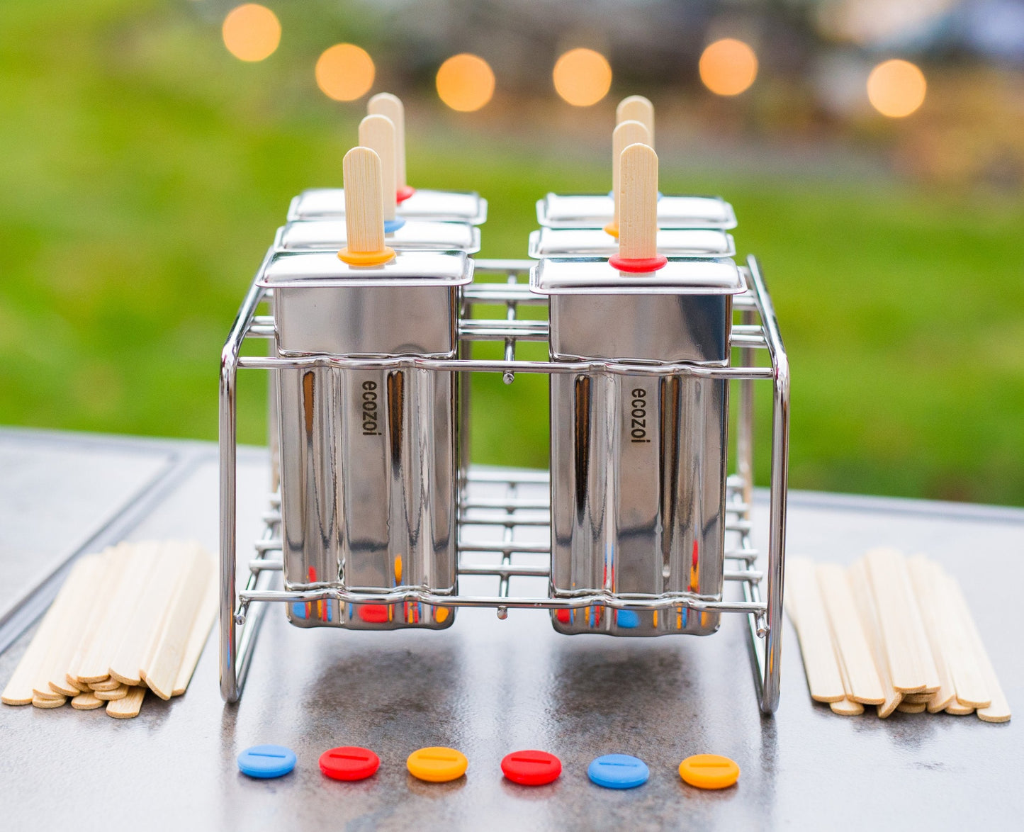 Stainless Steel Popsicle Molds, Square with Reusable Bamboo Sticks - Concordia Style Boutique
