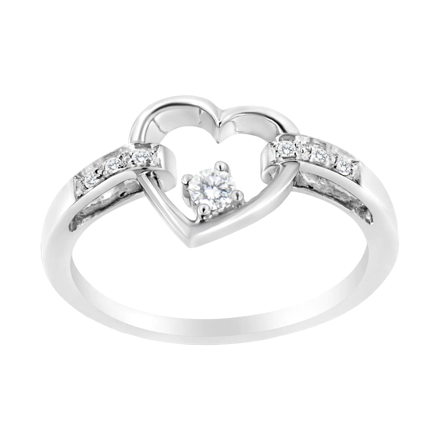 *1 Left* 14K White Gold 1/8 Cttw Channel Set Round-Cut Diamond Heart Ring (H-I Color, SI2-I1 Clarity) - Concordia Style Boutique