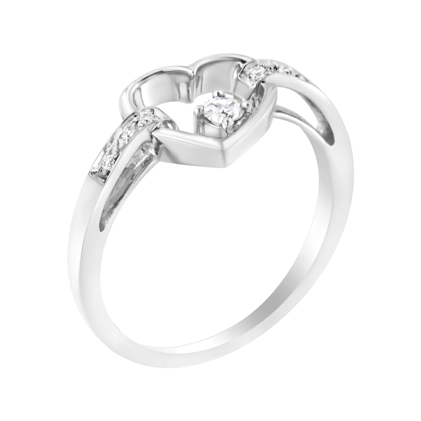 *1 Left* 14K White Gold 1/8 Cttw Channel Set Round-Cut Diamond Heart Ring (H-I Color, SI2-I1 Clarity) - Concordia Style Boutique
