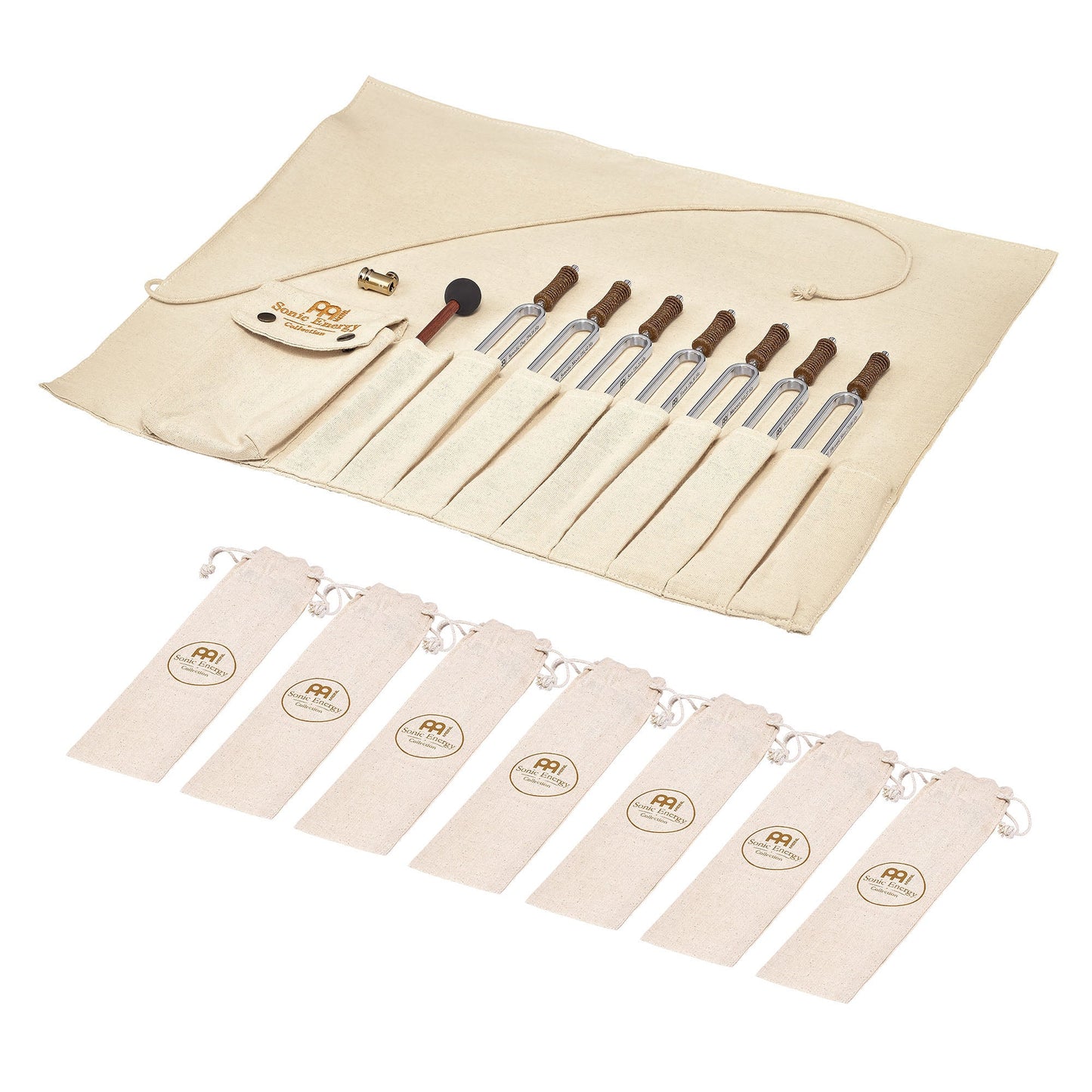 Planetary Tuned Tuning Fork Chakra Set, Incl. Rollup Bag & Tuning Fork Vibration Foot