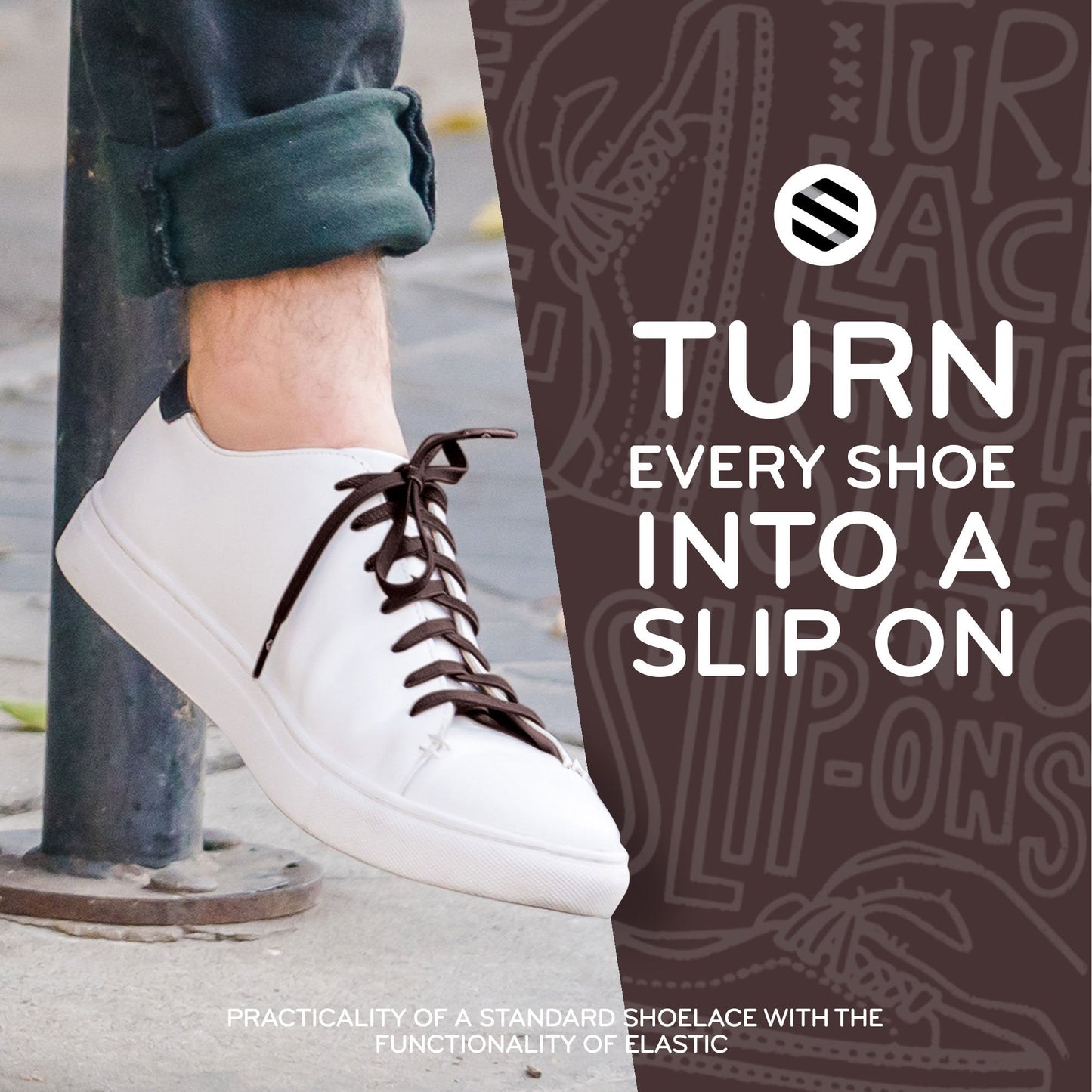 Dark Brown Flat Elastic Stretch Shoe Laces