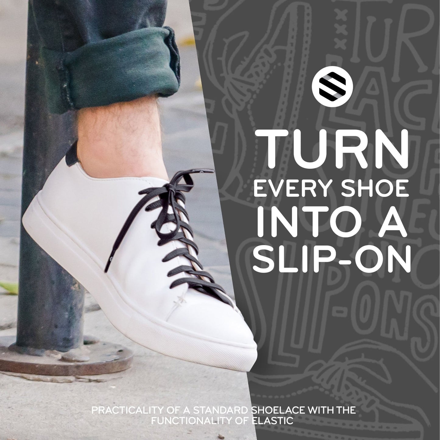 Grey Flat Elastic Stretch Shoe Laces