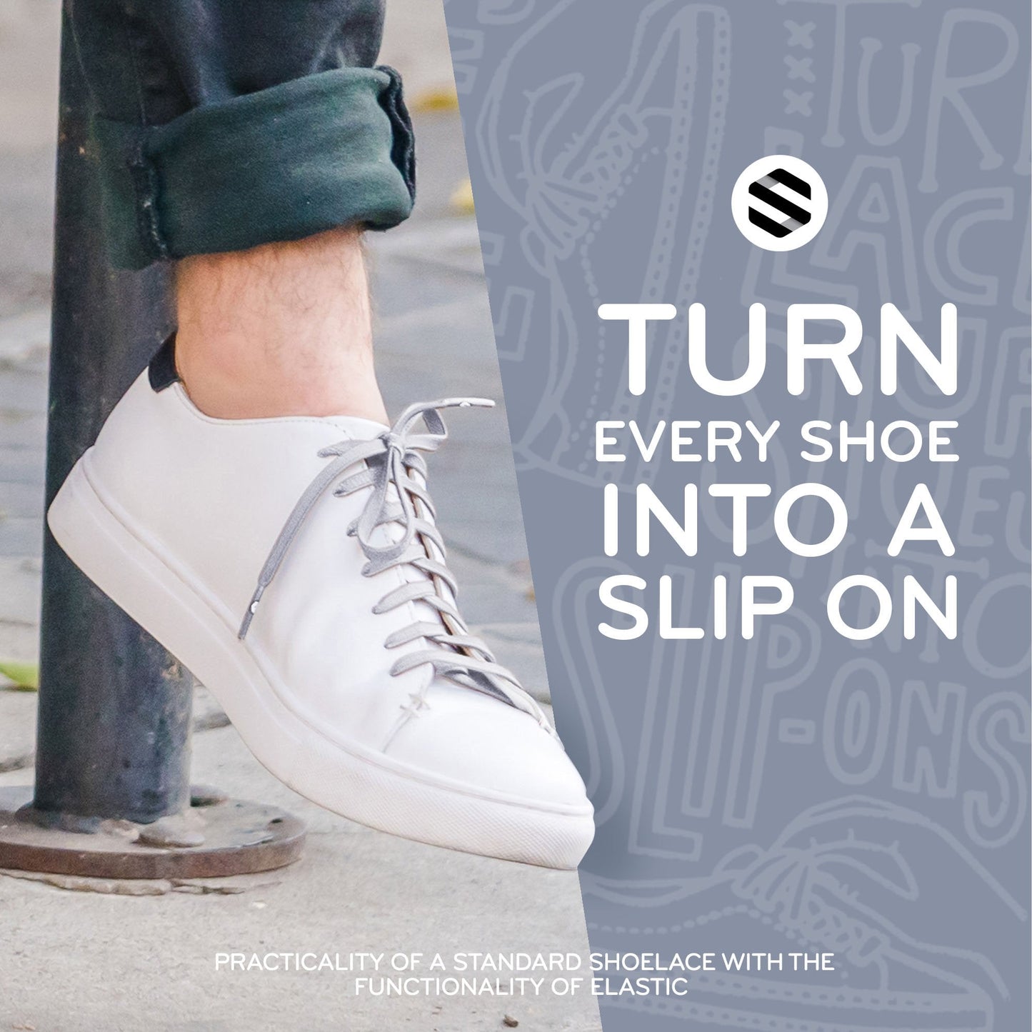 Light Grey Flat Elastic Stretch Shoe Laces