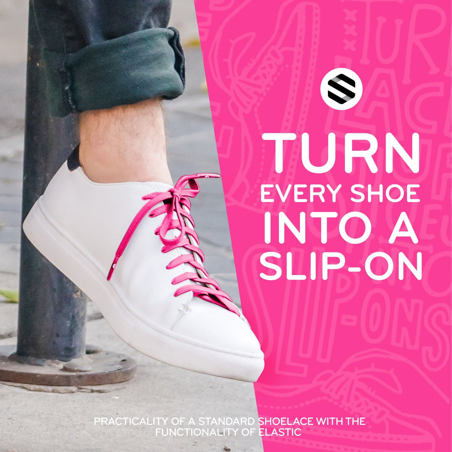 Neon Pink Flat Elastic Stretch Shoe Laces