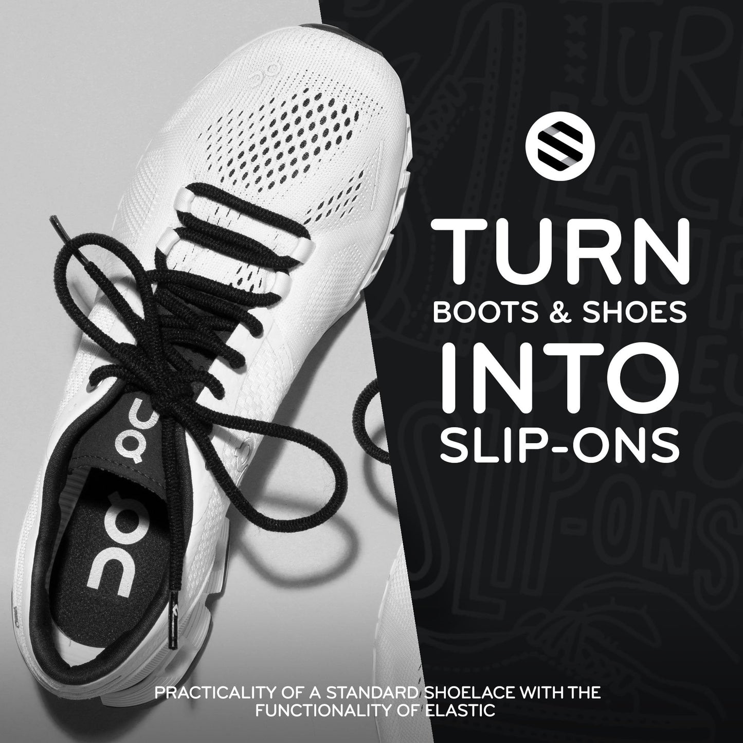 Black Round Elastic Stretch Shoe Laces