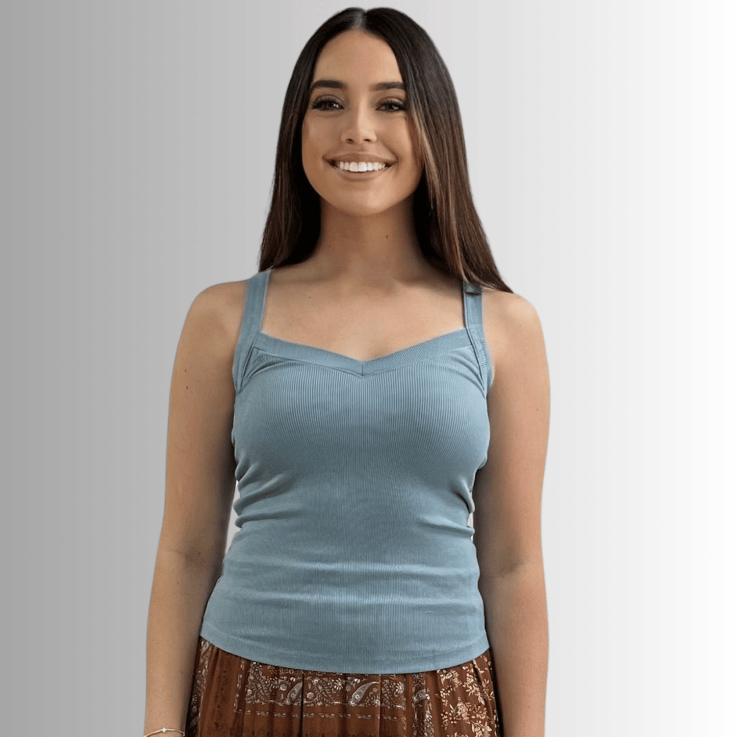 Harmony Premium Cotton Ribbed Tank Top in Blue Sea - Concordia Style Boutique