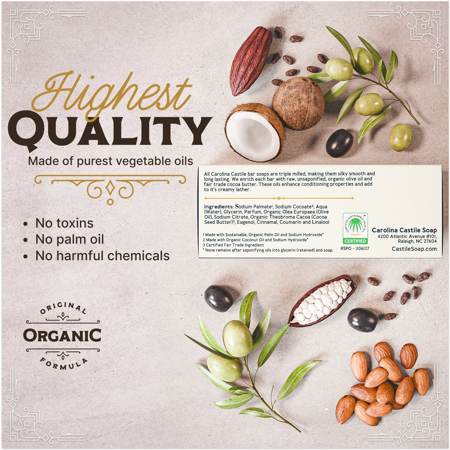 Castile Bar Soap - Tobacco Vanilla