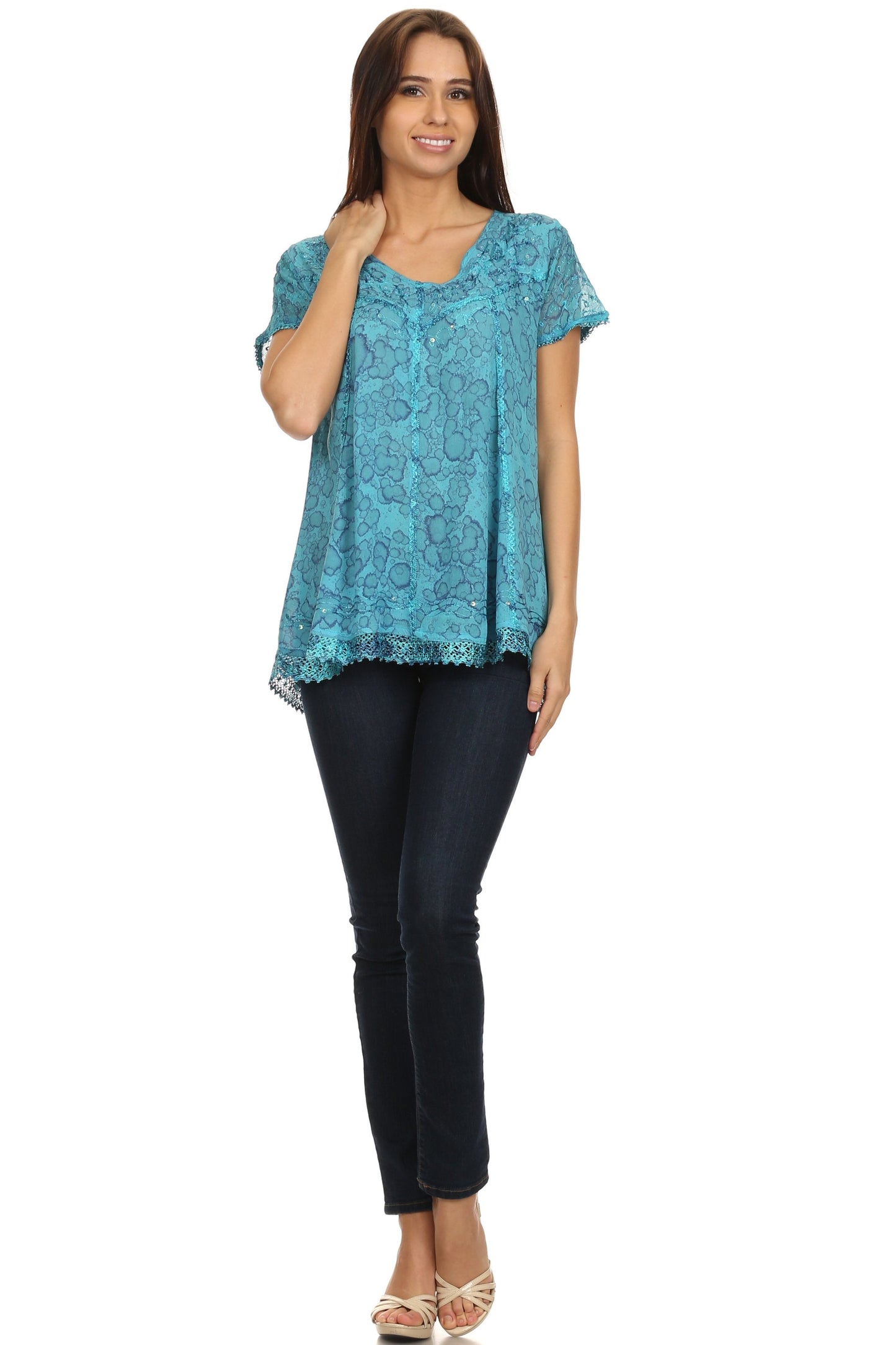 Sakkas Charolette Embroidery And Seqiun Accents Blouse - Concordia Style Boutique