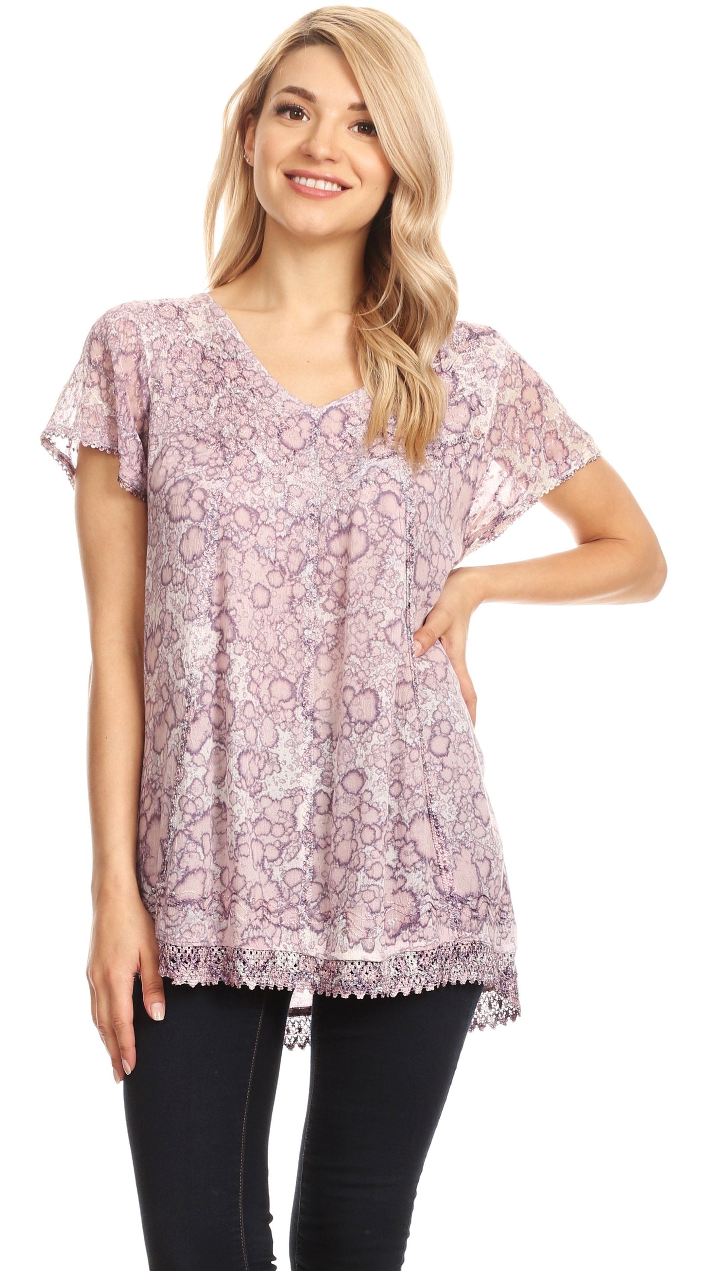 Sakkas Charolette Embroidery And Seqiun Accents Blouse - Concordia Style Boutique