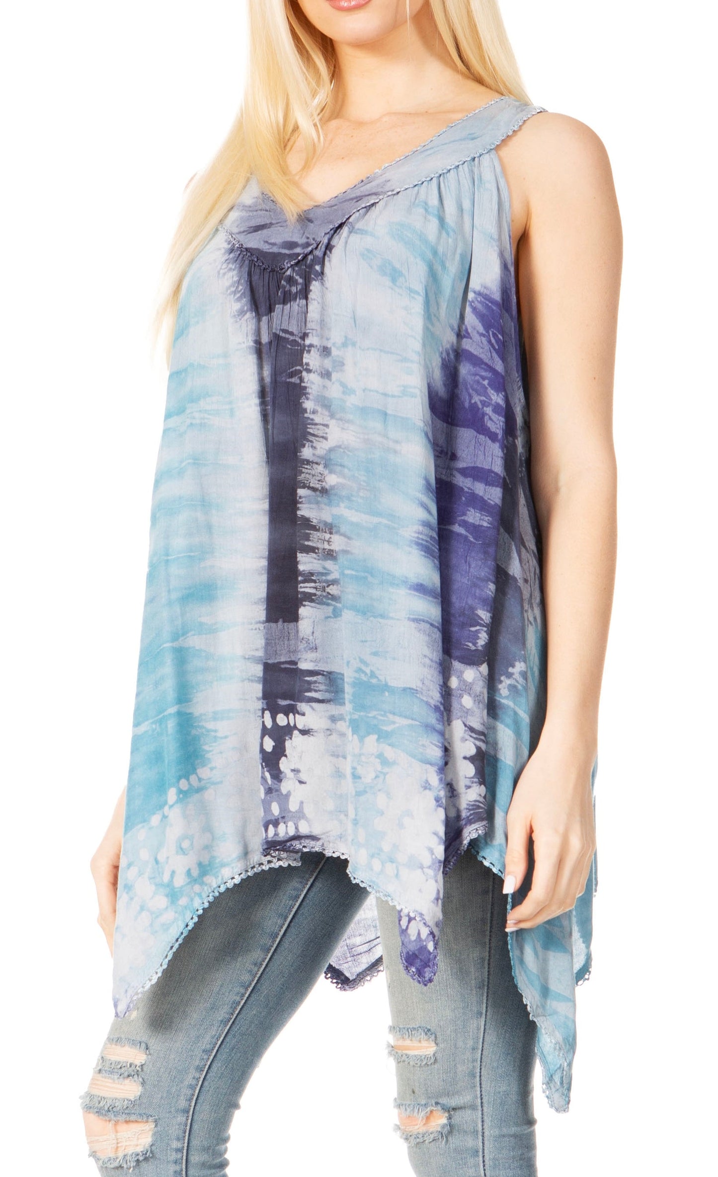 Sakkas Ligia Women's Sleeveless Tie Dye Tank Top: Classic Casual Loose Fit for Summer - Concordia Style Boutique