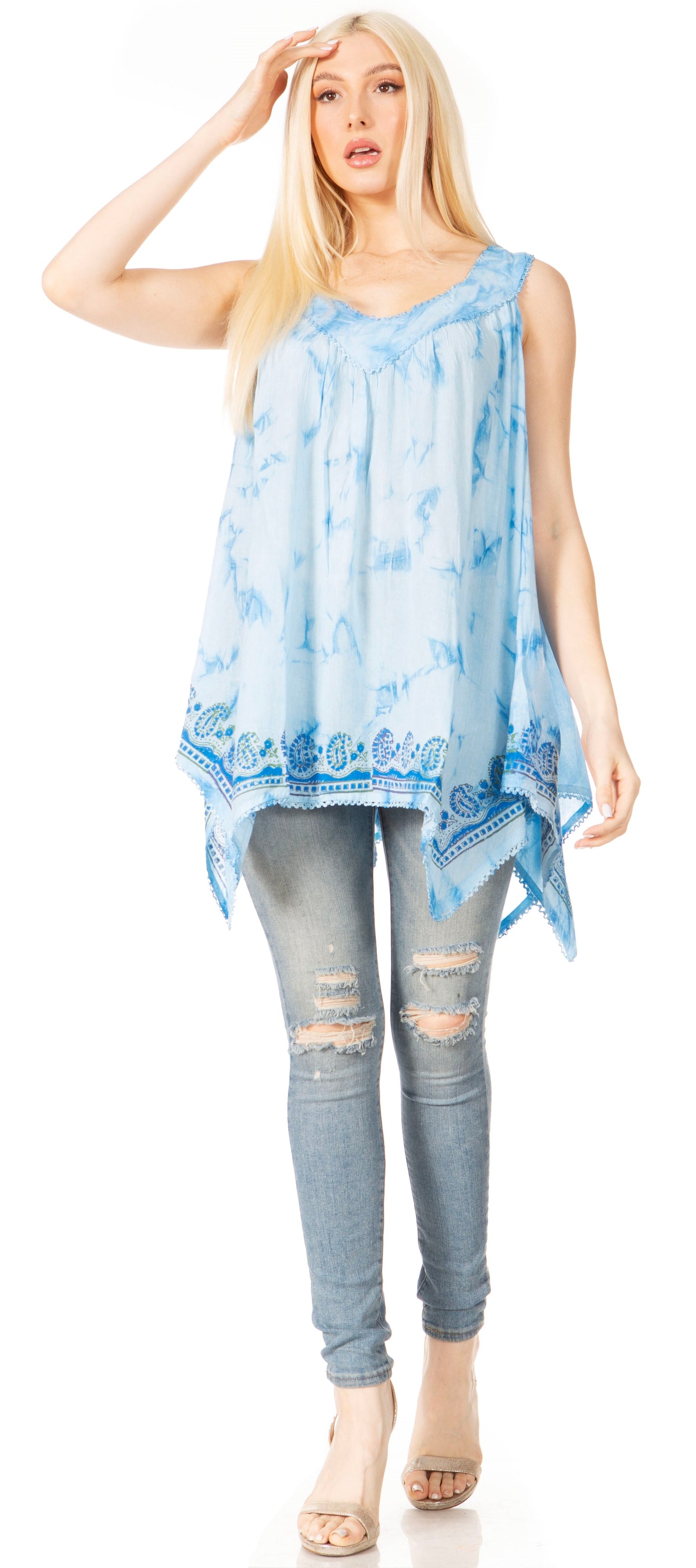 Sakkas Ligia Women's Sleeveless Tie Dye Tank Top: Classic Casual Loose Fit for Summer - Concordia Style Boutique