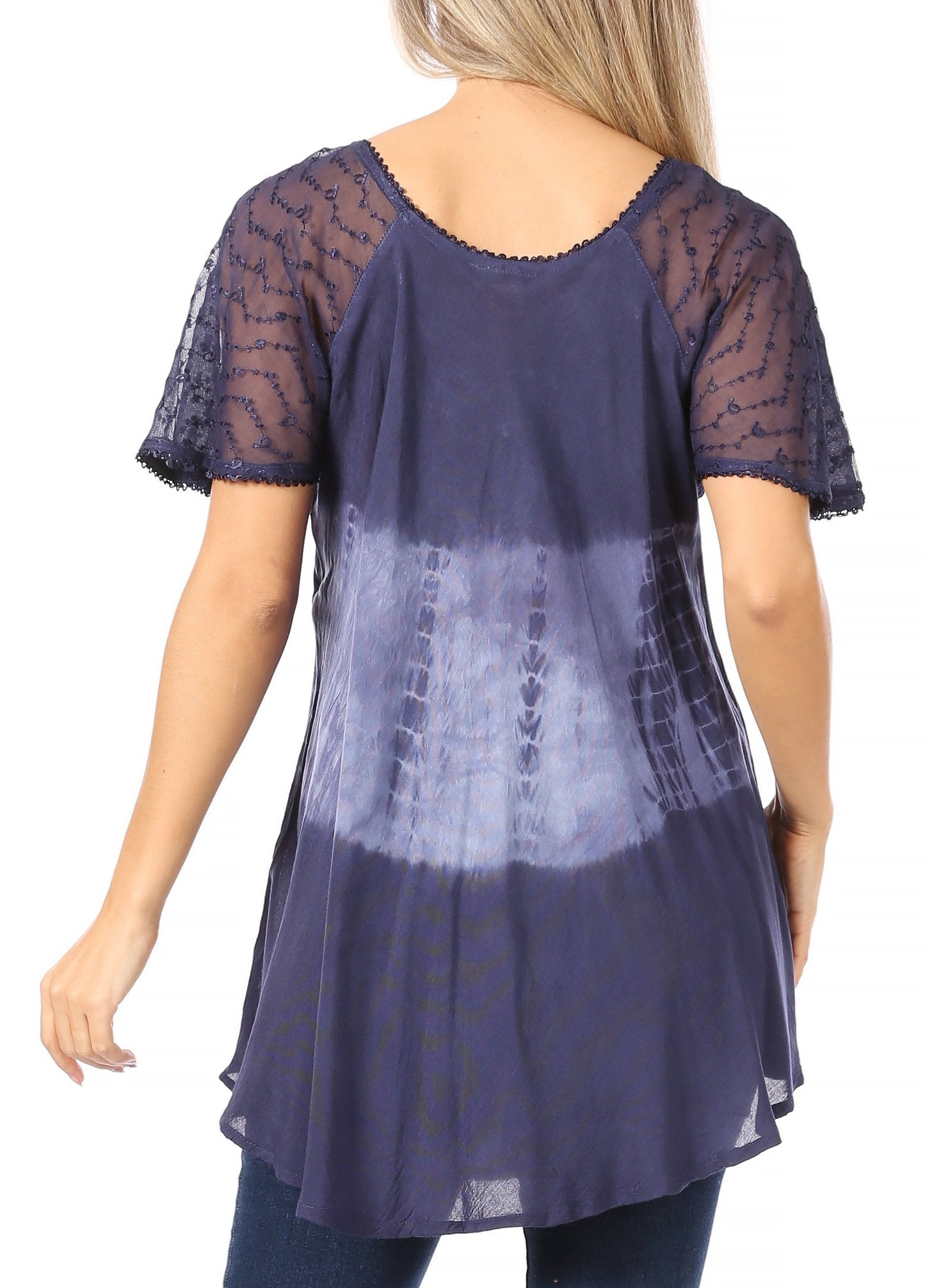 Sakkas Parisa Casual Summer Short Sleeve Top Blouse with Corset and Embroidery - Concordia Style Boutique