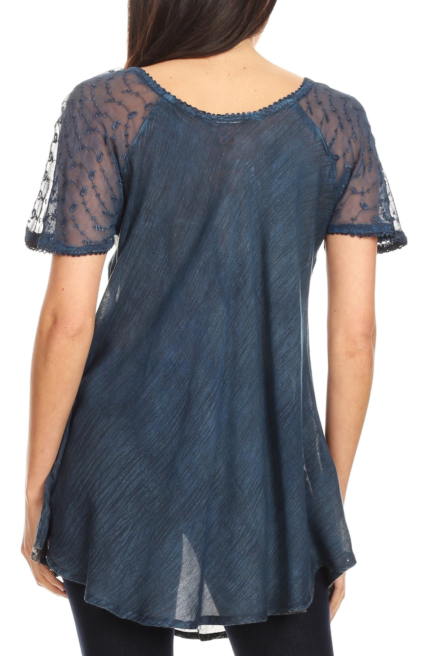 Sakkas Allegra Women's Short Sleeve Loose Fit Casual Tie Dye Blouse Tunic Shirt - Concordia Style Boutique