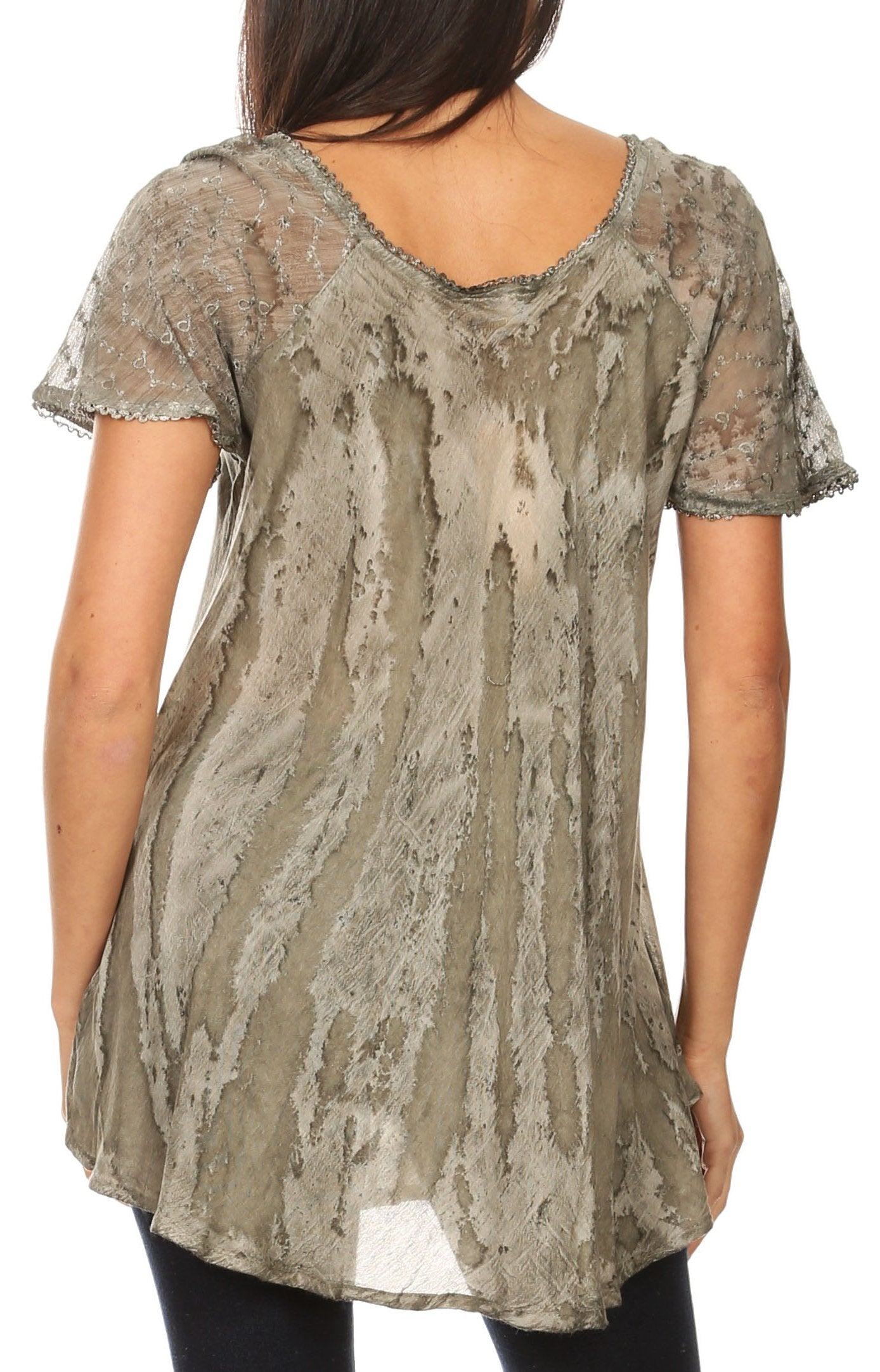 Sakkas Aline Women's Short Sleeve Casual Light Loose Scoop Neck Top Blouse Shirt - Concordia Style Boutique