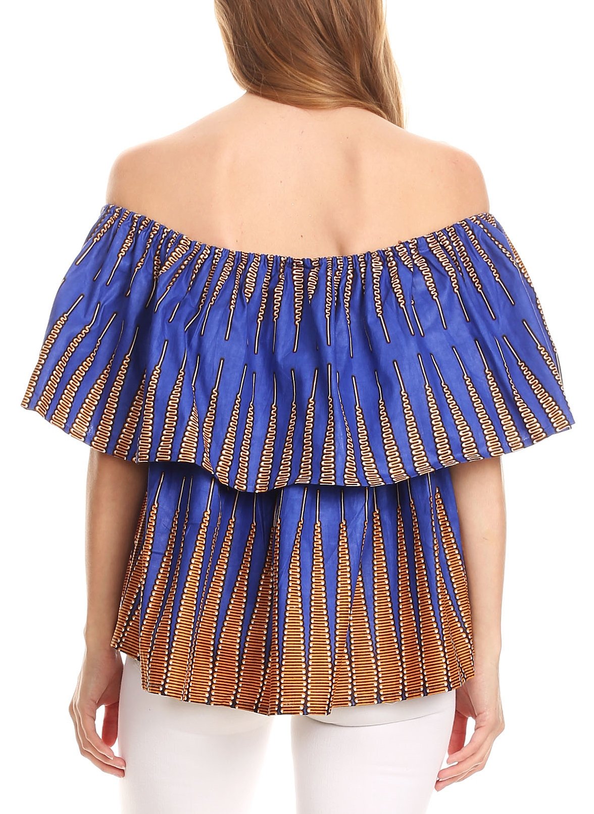 Sakkas Imani Colorful Wax African Ankara Dutch Off-shoulder Blouse Top Gorgeous - Concordia Style Boutique
