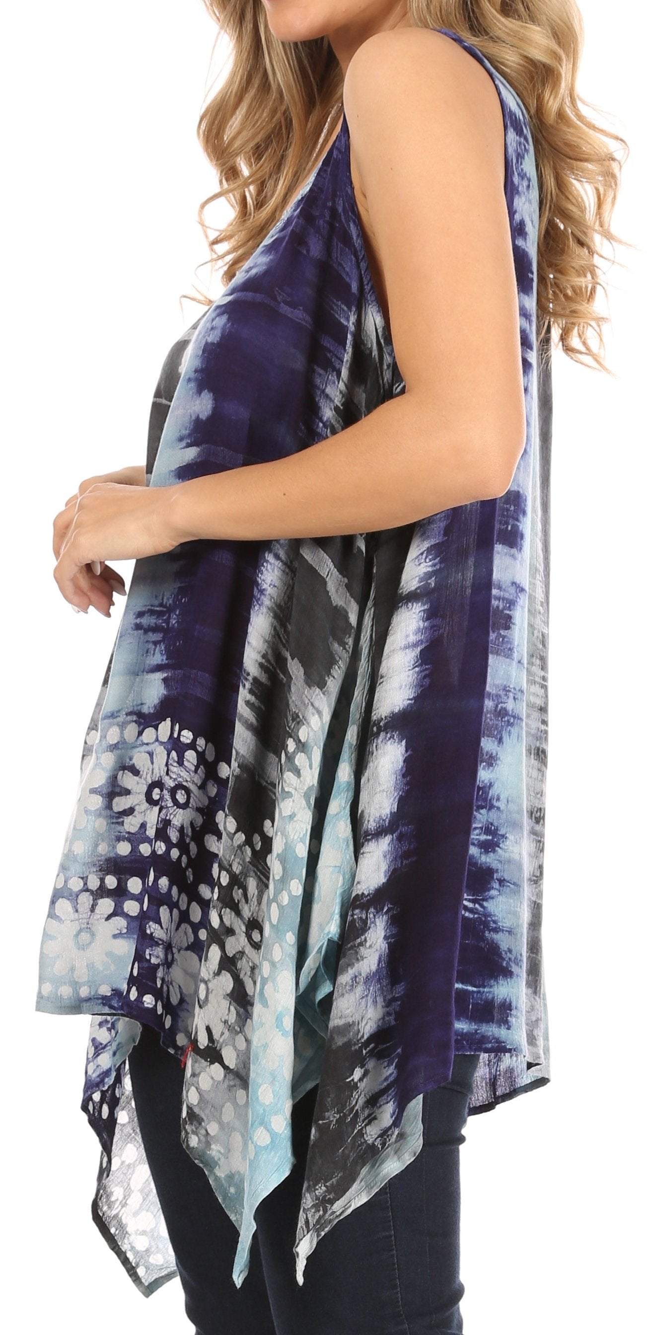 Sakkas Marin Women's Sleeveless Loose Boho Casual Tank Top Blouse Tie-dye & Batik - Concordia Style Boutique