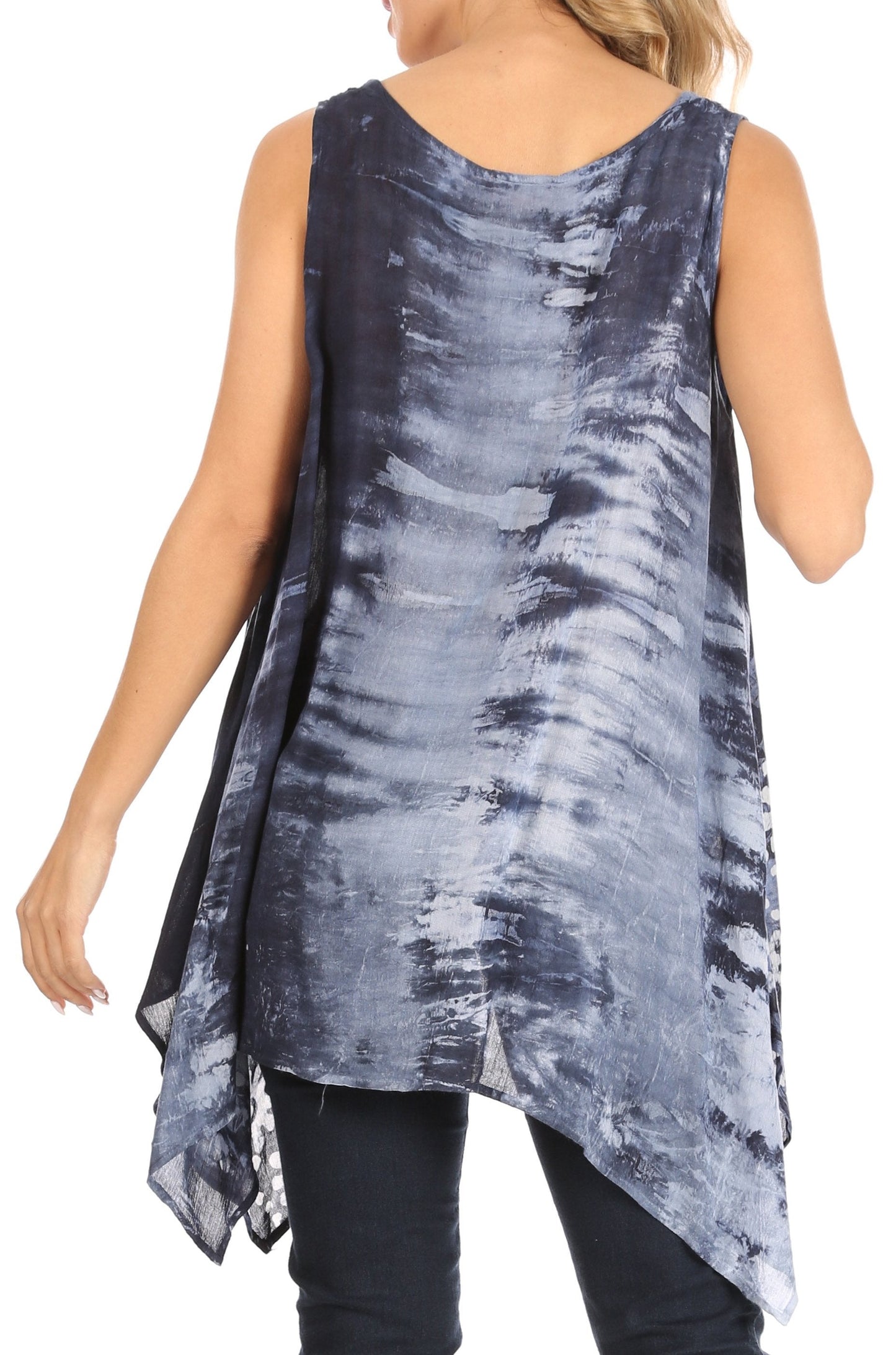 Sakkas Marin Women's Sleeveless Loose Boho Casual Tank Top Blouse Tie-dye & Batik - Concordia Style Boutique