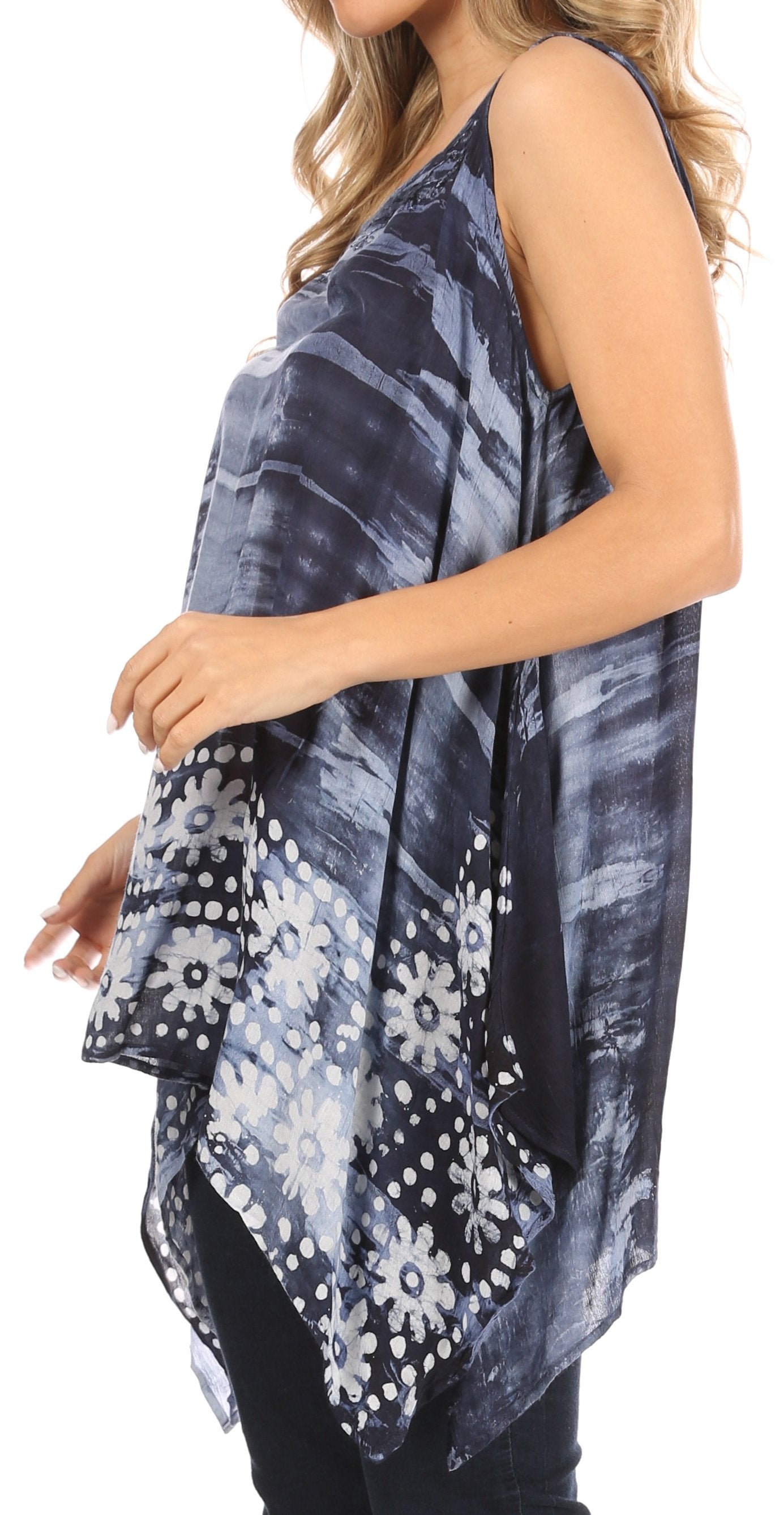 Sakkas Marin Women's Sleeveless Loose Boho Casual Tank Top Blouse Tie-dye & Batik - Concordia Style Boutique