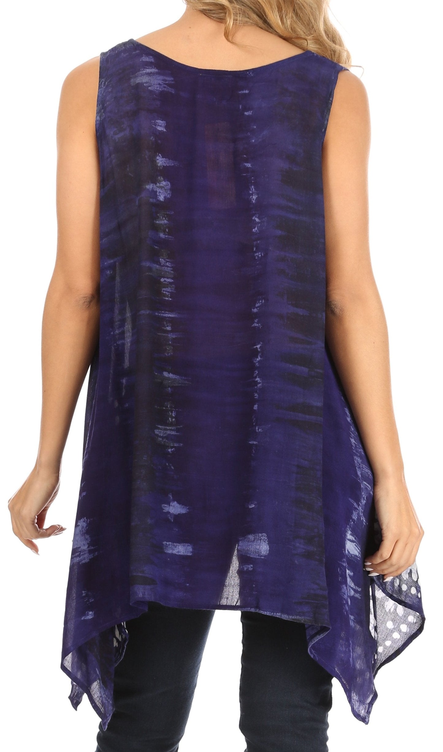 Sakkas Marin Women's Sleeveless Loose Boho Casual Tank Top Blouse Tie-dye & Batik - Concordia Style Boutique