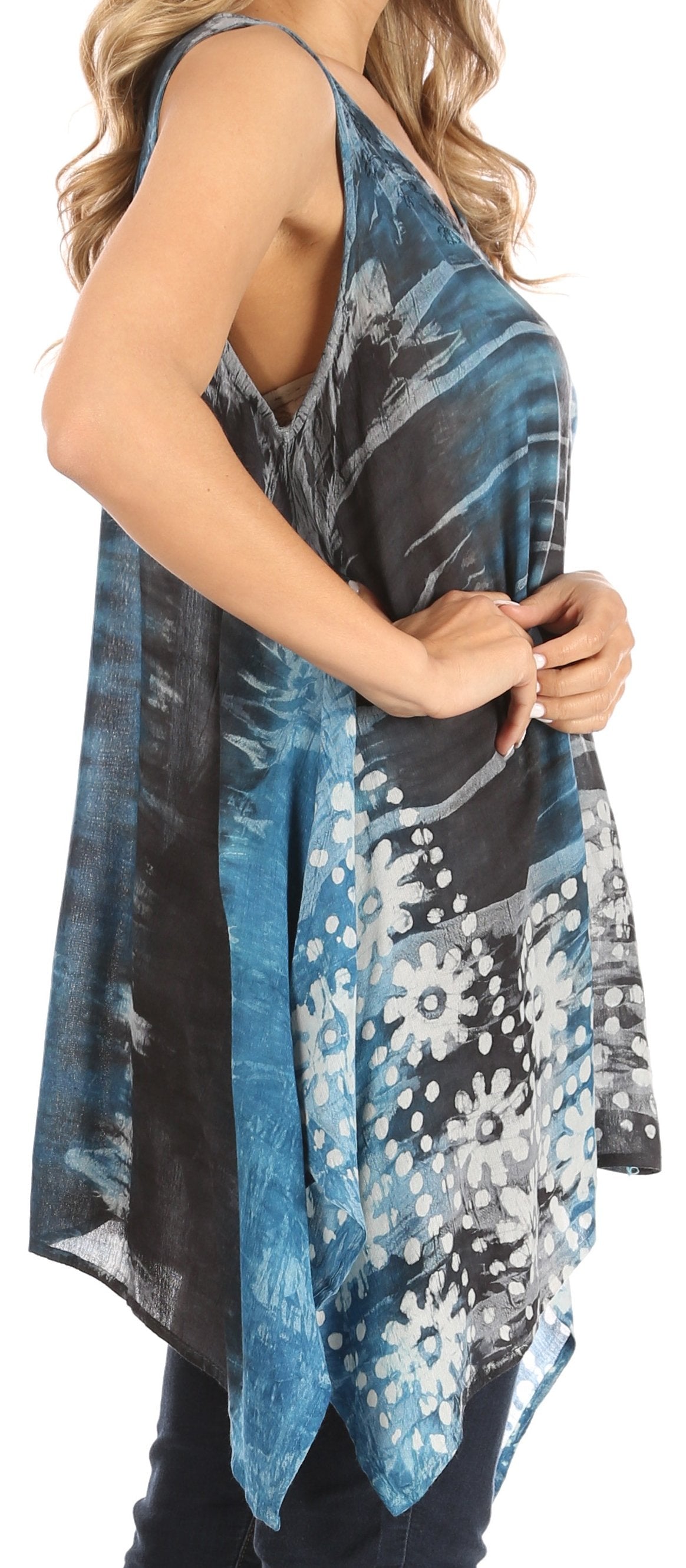 Sakkas Marin Women's Sleeveless Loose Boho Casual Tank Top Blouse Tie-dye & Batik - Concordia Style Boutique