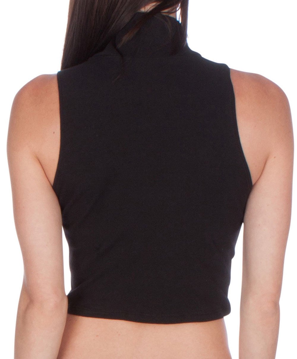 Sakkas Mock Neck Turtleneck Sleeveless Scuba Crop Top - Made in USA - Concordia Style Boutique