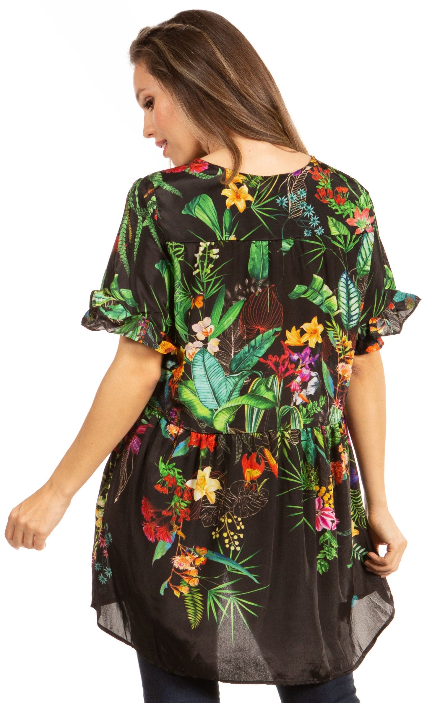 Get Summer Ready with Sakkas Eli Women's Floral Ruffle Top Blouse Tunic - Concordia Style Boutique