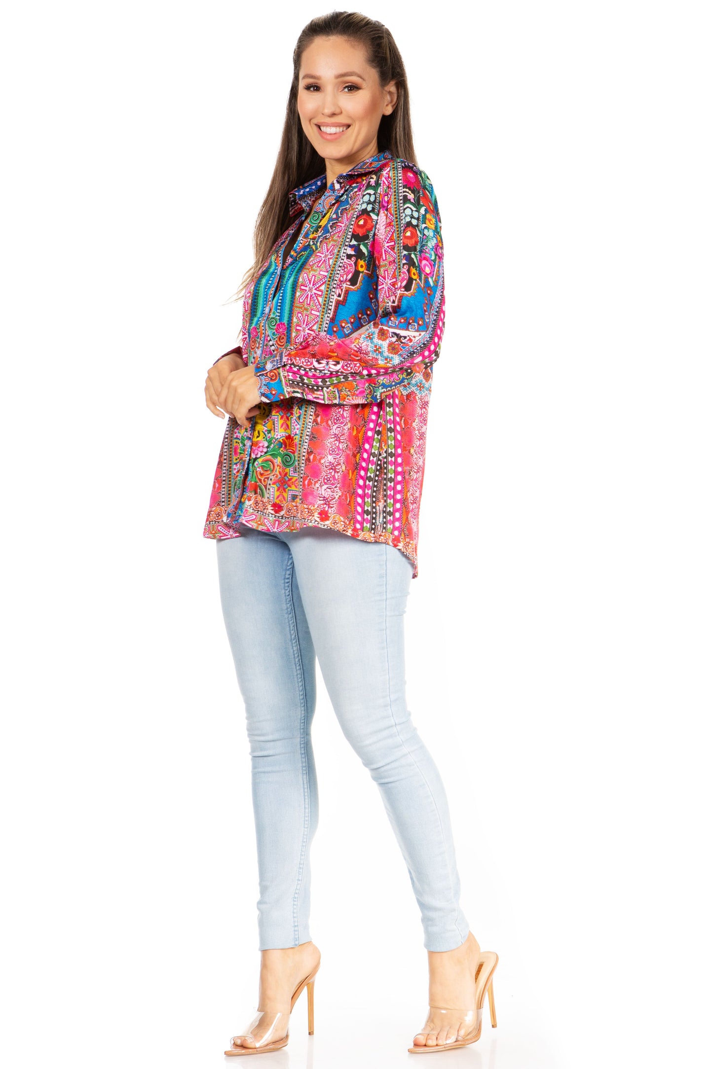 Sakkas Iriss Women's Floral Casual Long Sleeve Boho Summer Blouse - Concordia Style Boutique